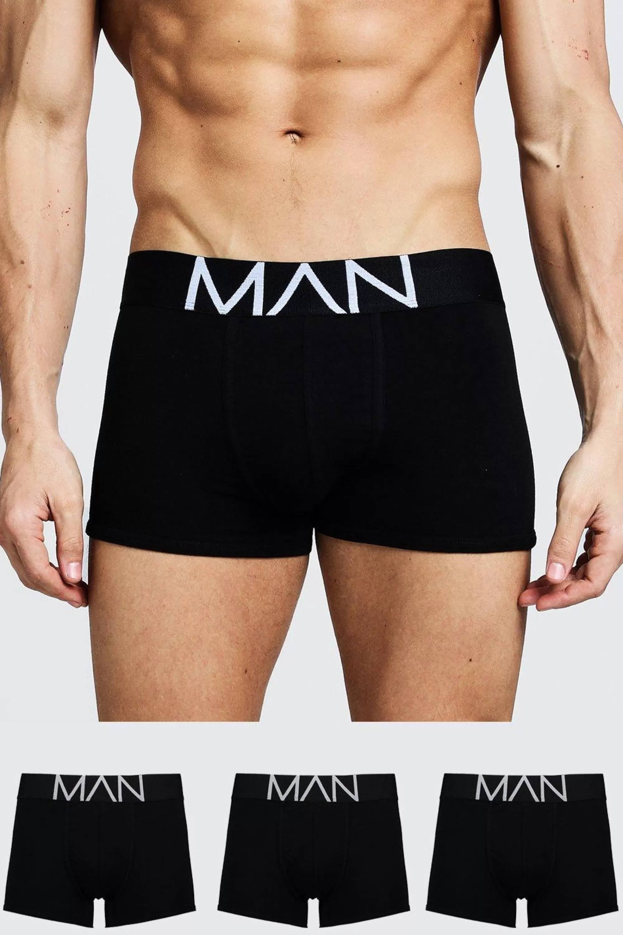 boohooMAN 3 Pack MAN Trunks | UK