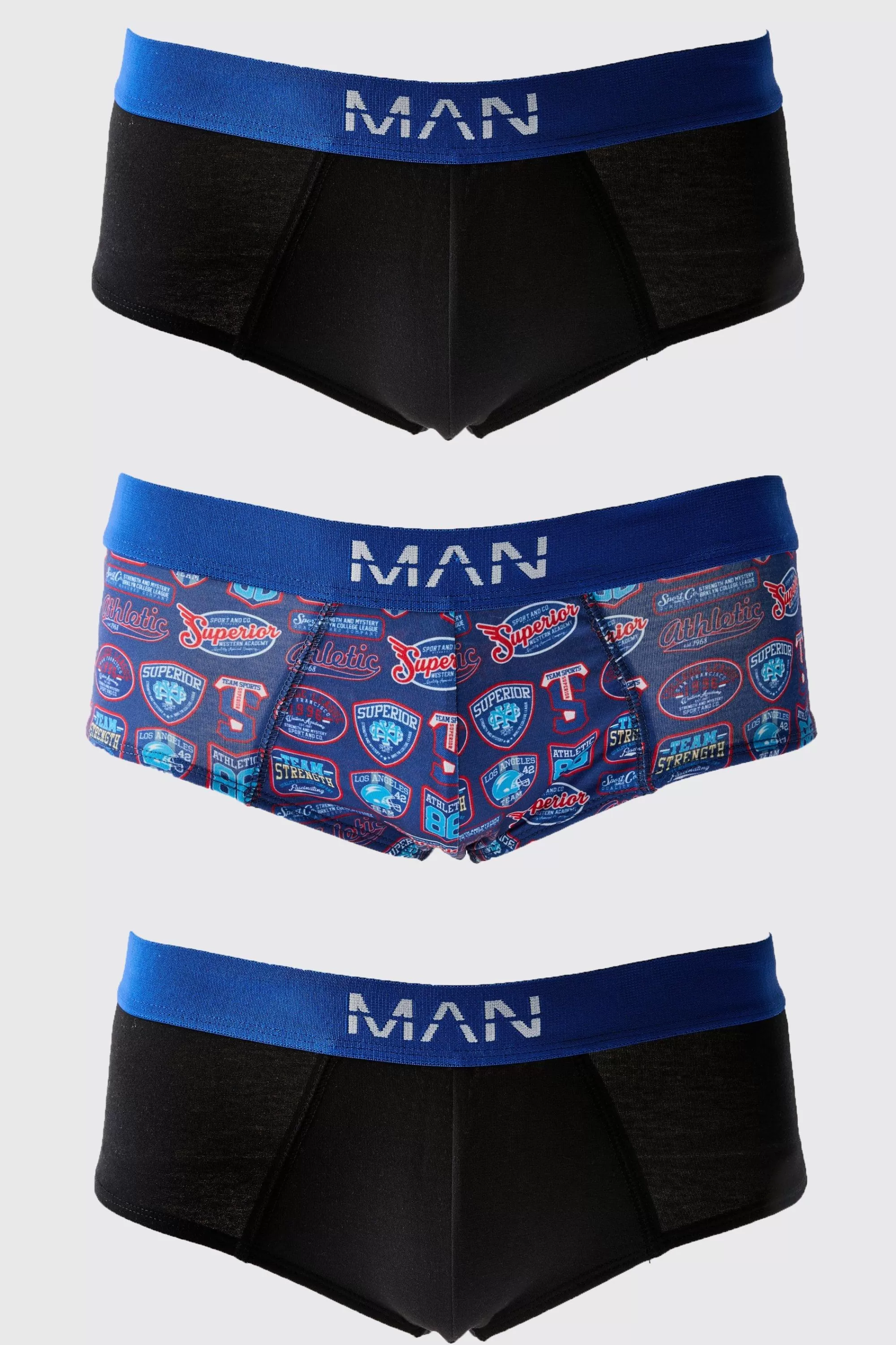 boohooMAN 3 Pack Man Varsity Printed Briefs | UK