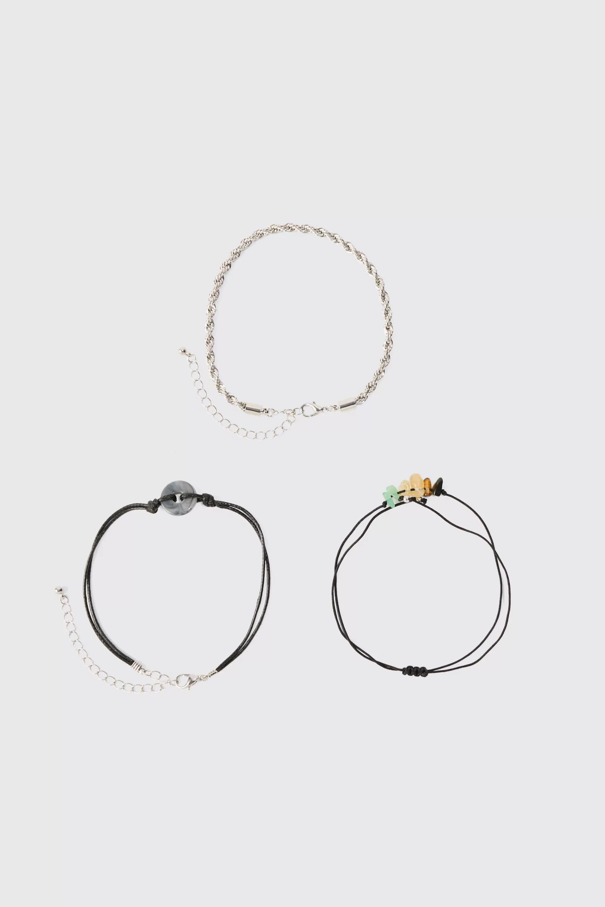 boohooMAN 3 Pack Mixed Bead Bracelets | UK