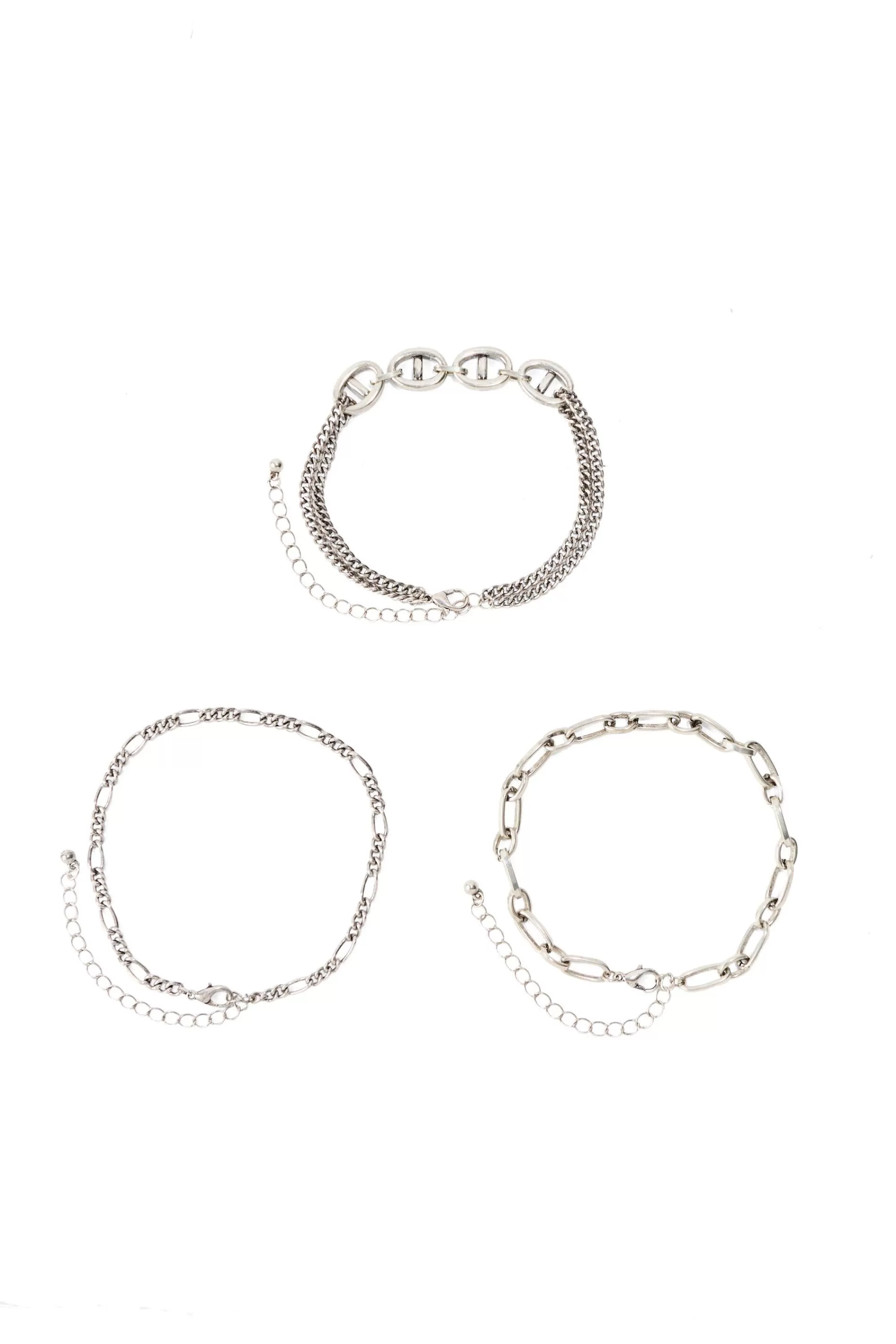 boohooMAN 3 Pack Mixed Chain Bracelets | UK