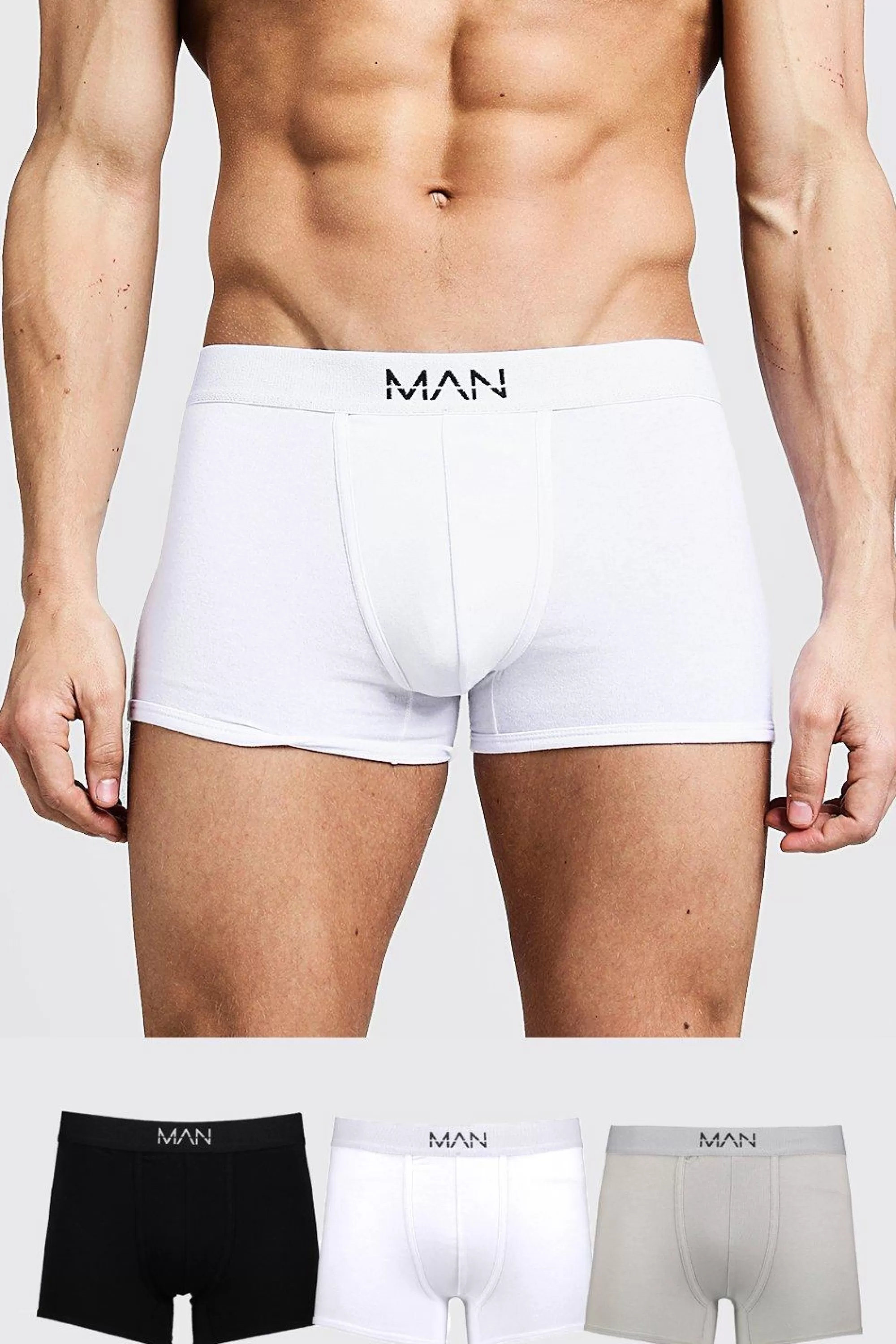 boohooMAN 3 Pack Mixed Colour MAN Trunks | UK