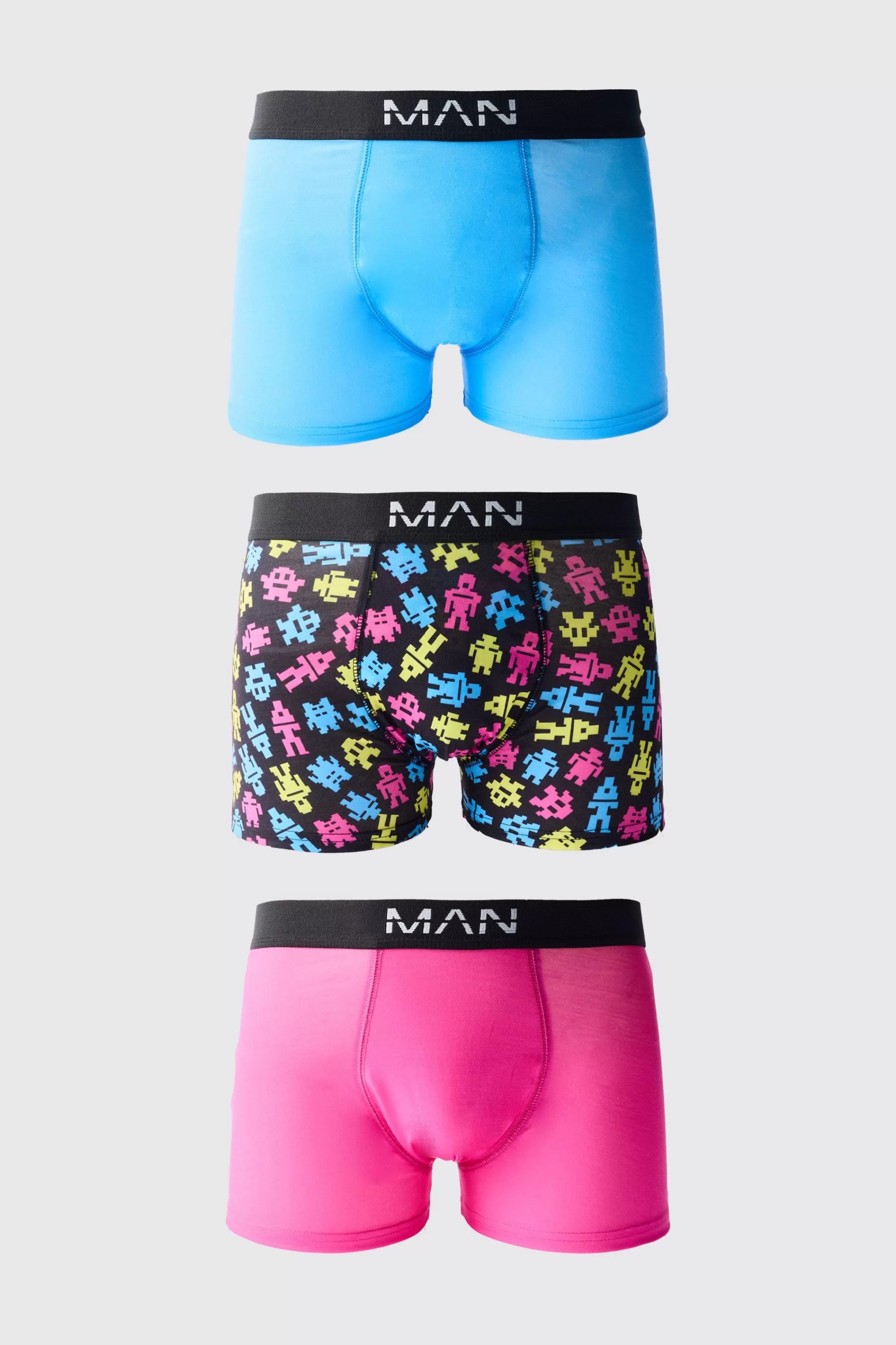 boohooMAN 3 Pack Retro Game Print Boxers | UK