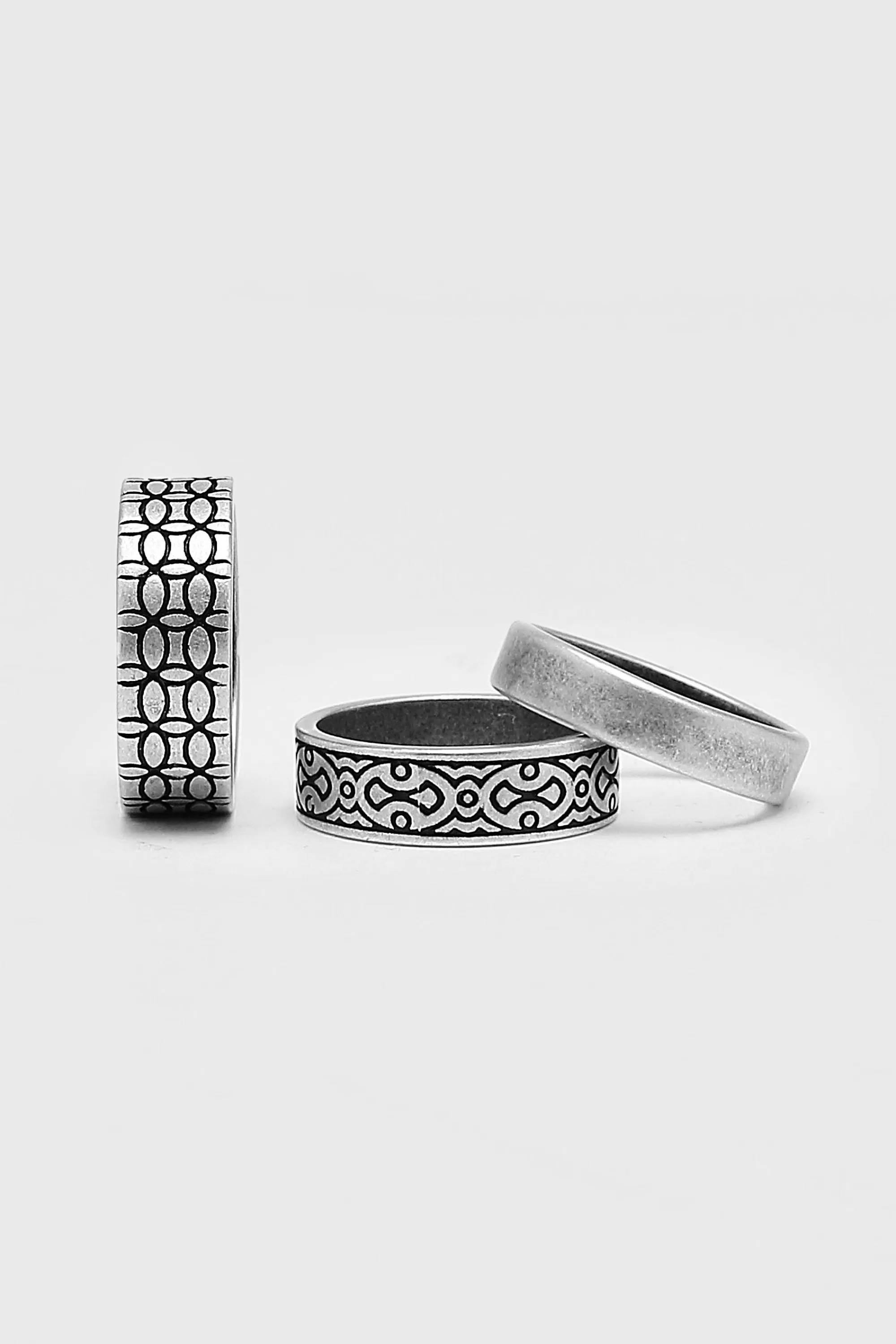boohooMAN 3 Pack Ring Set | UK