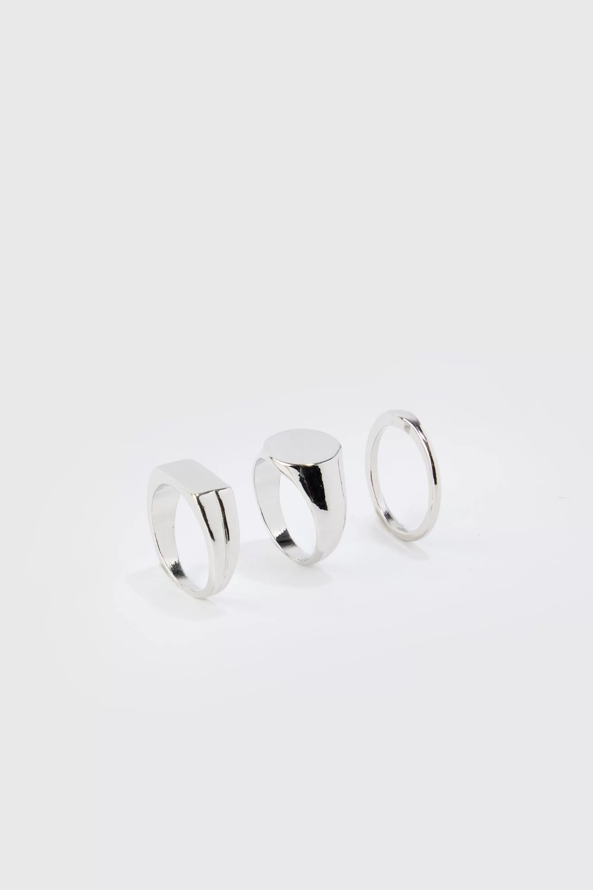 boohooMAN 3 Pack Signet Rings | UK