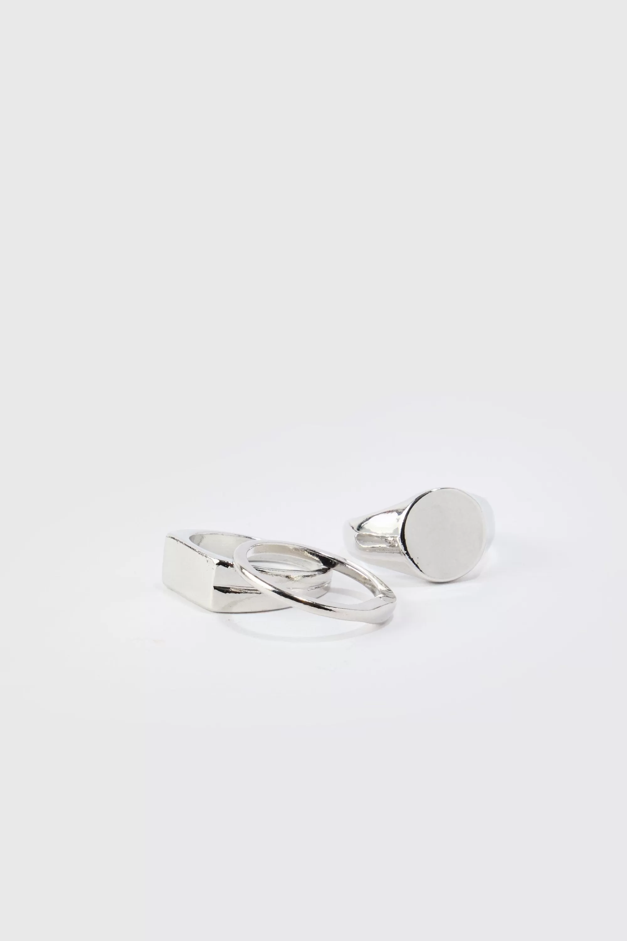boohooMAN 3 Pack Signet Rings | UK