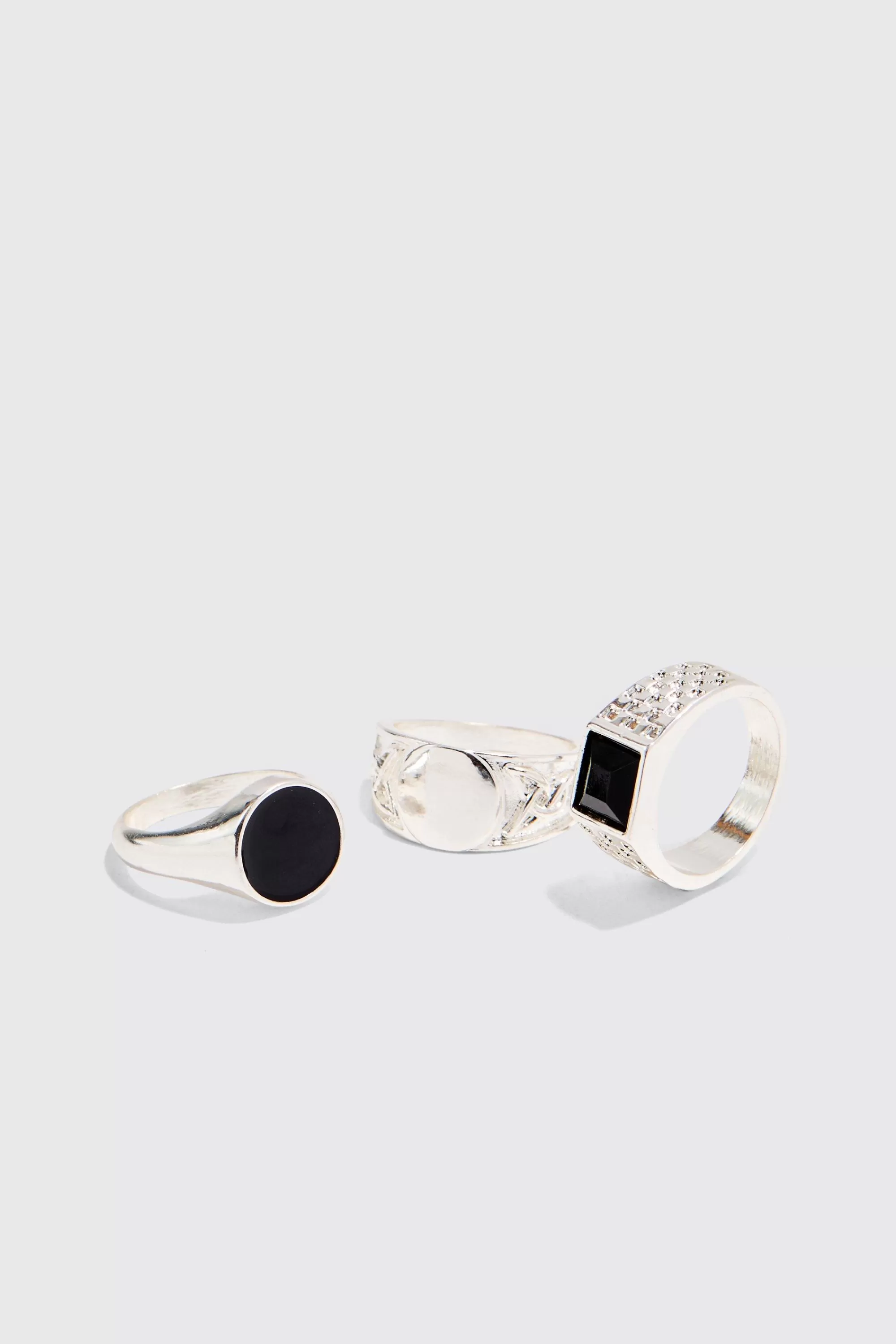 boohooMAN 3 Pack Signet Rings In | UK
