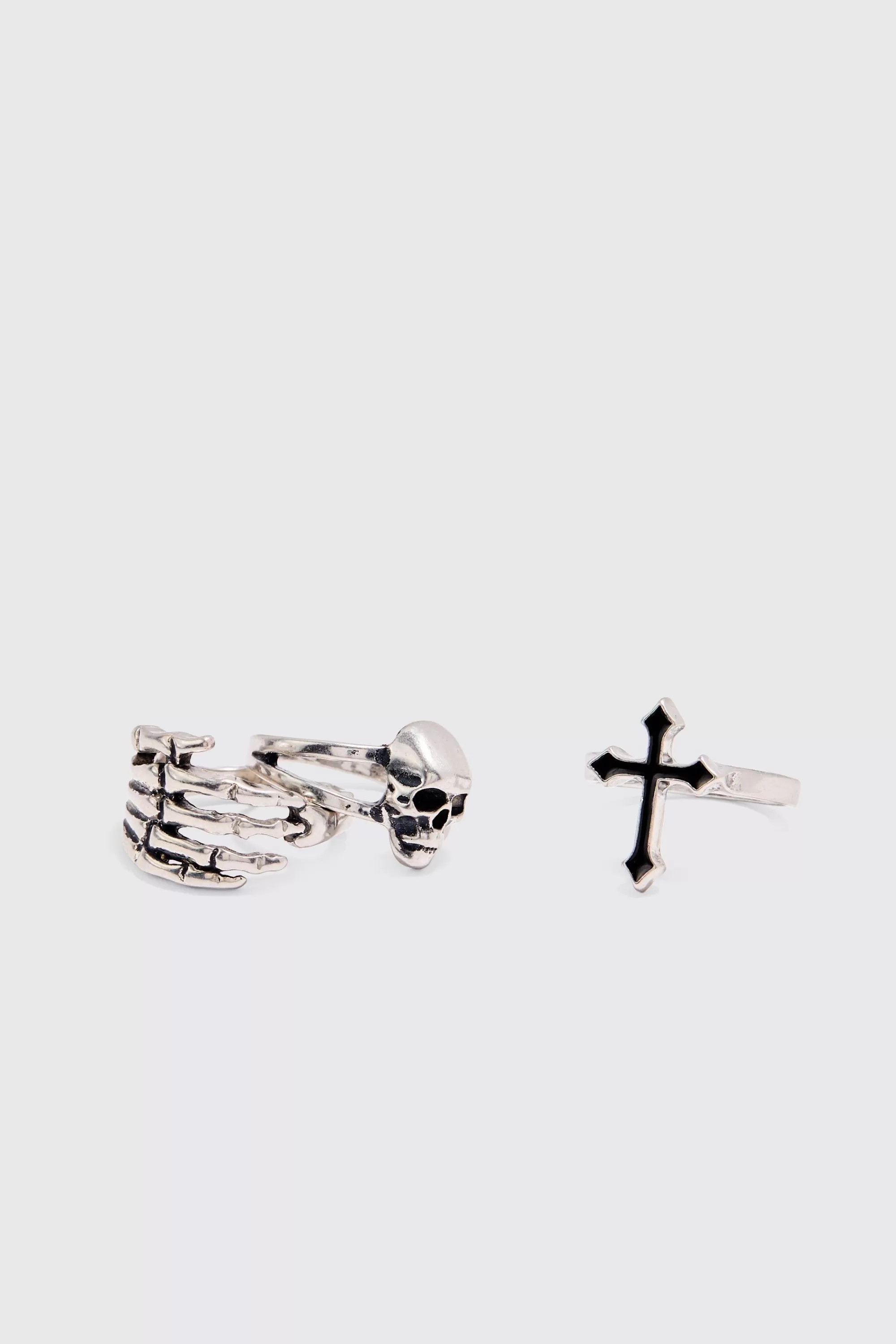 boohooMAN 3 Pack Skull Rings | UK
