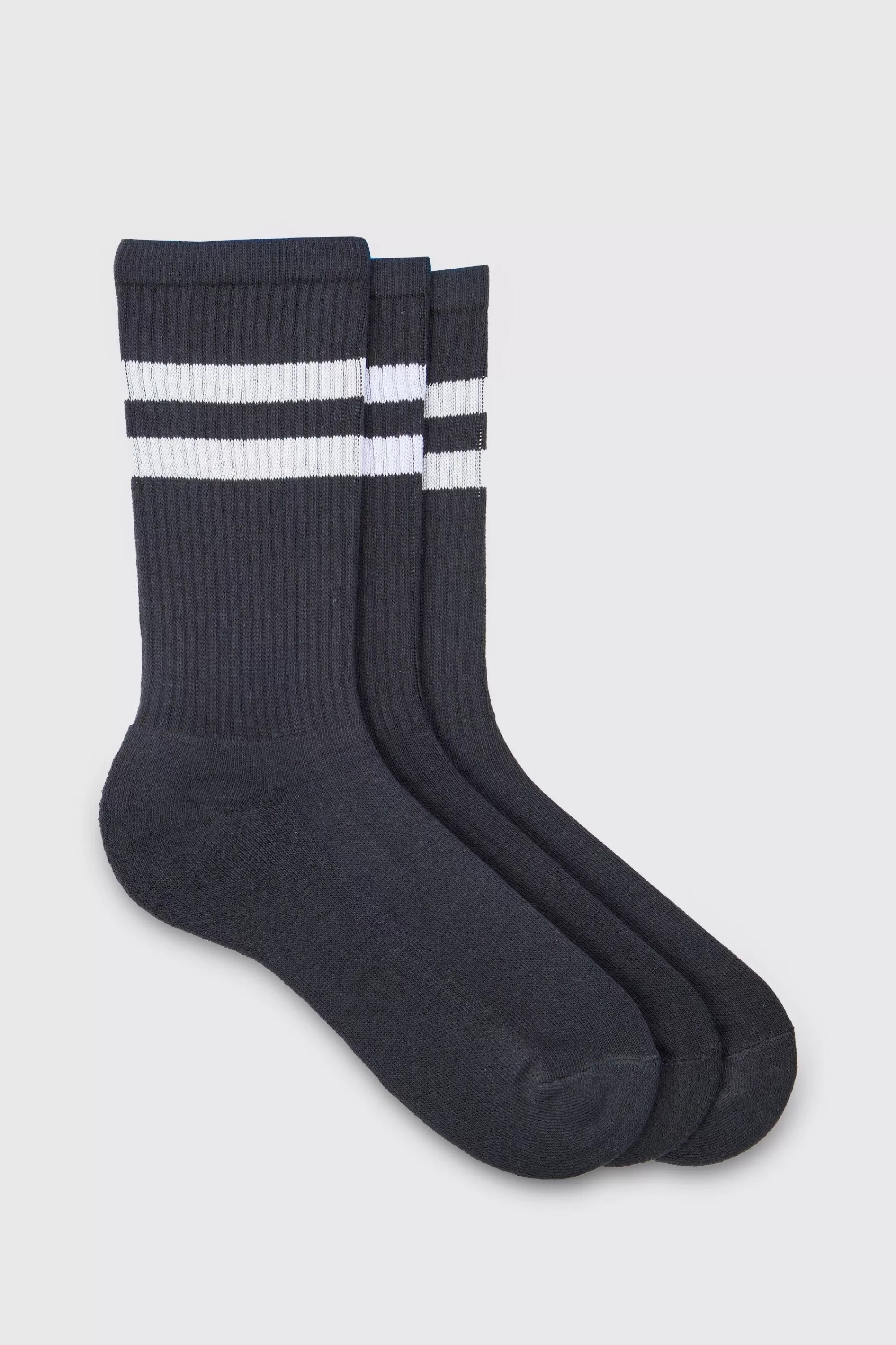 boohooMAN 3 Pack Sport Stripe Socks | UK