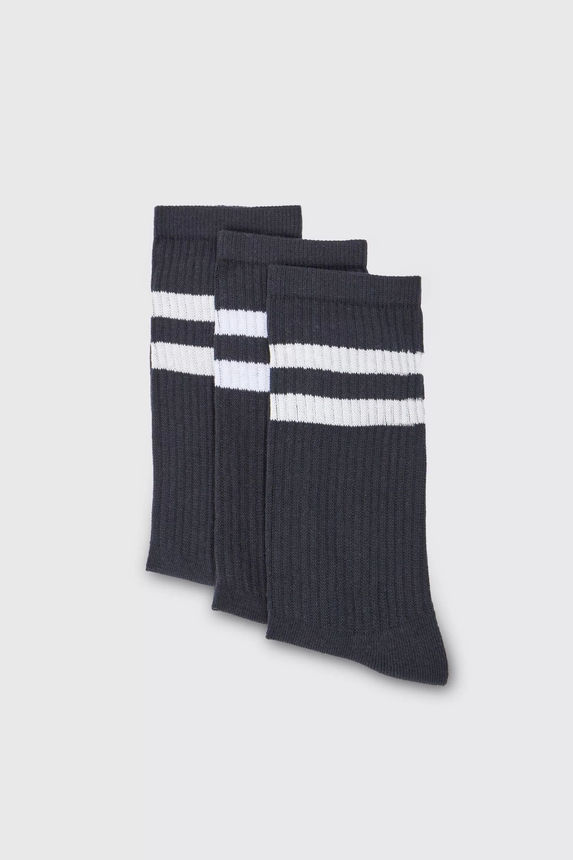 boohooMAN 3 Pack Sport Stripe Socks | UK