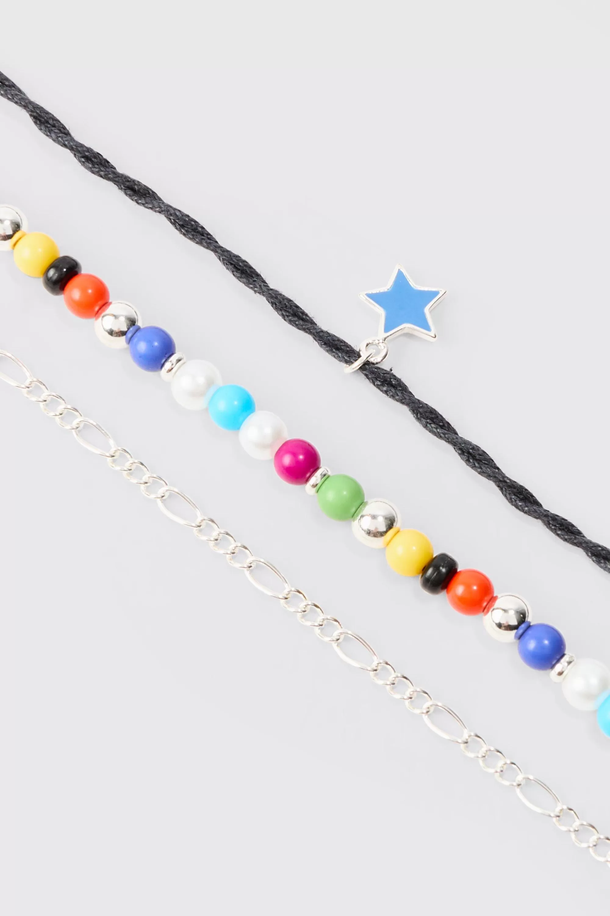 boohooMAN 3 Pack Star Pendant Bracelets | UK