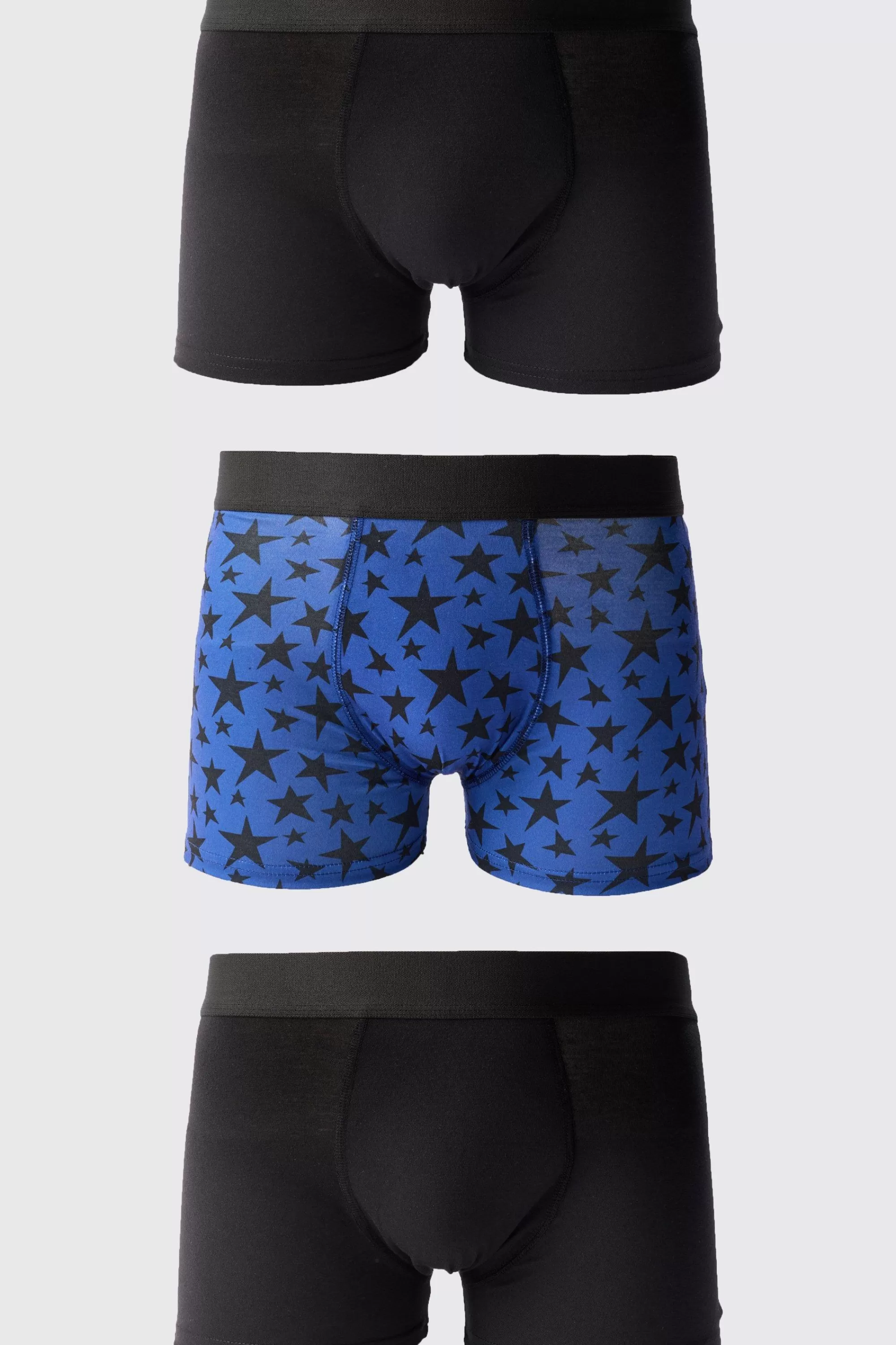 boohooMAN 3 Pack Star Printed Boxers | UK