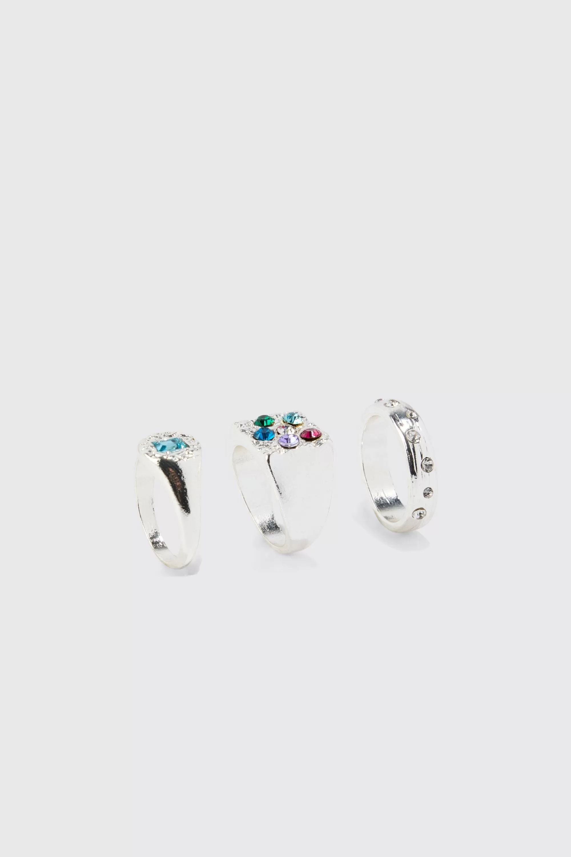 boohooMAN 3 Pack Stone Rings | UK