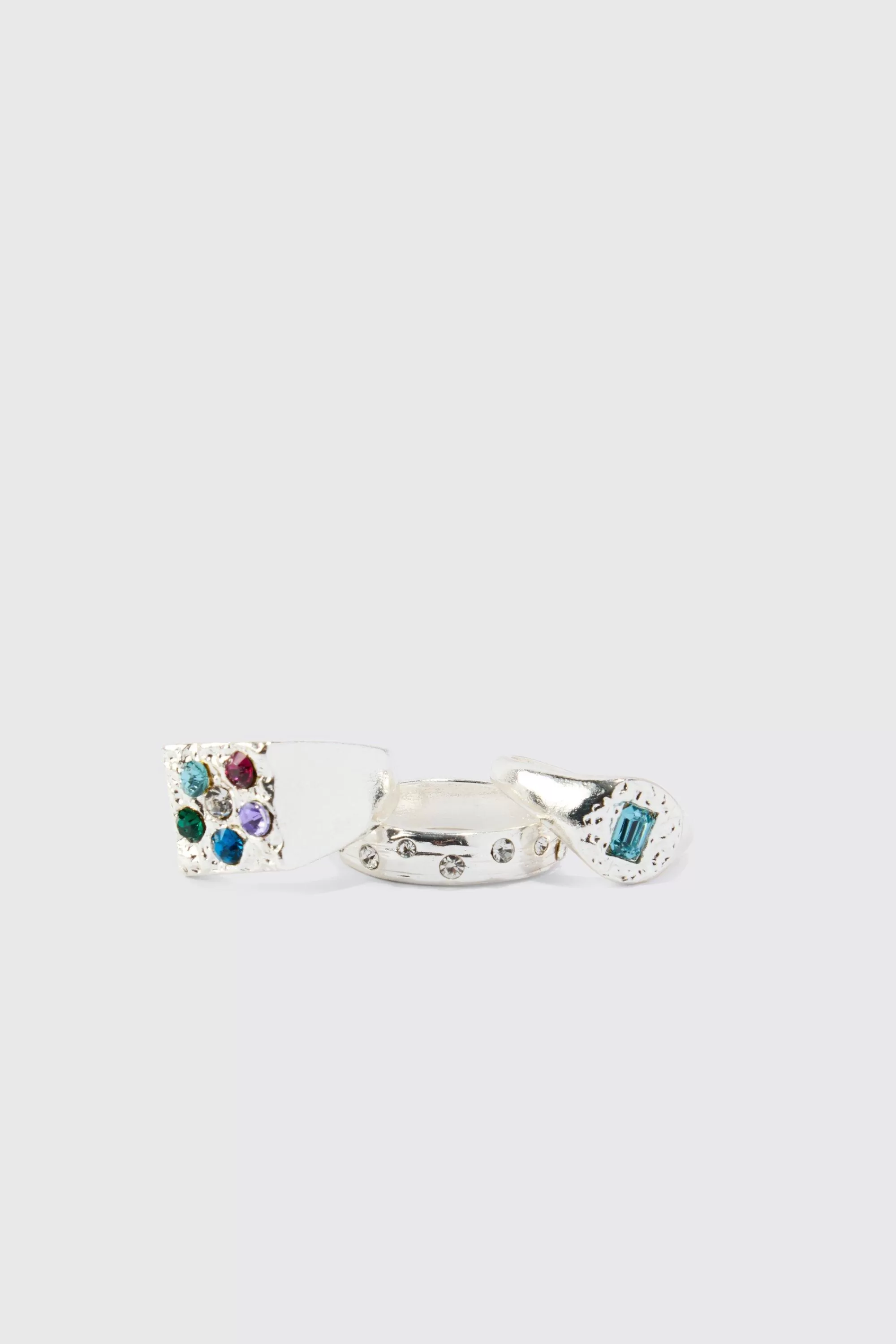 boohooMAN 3 Pack Stone Rings | UK