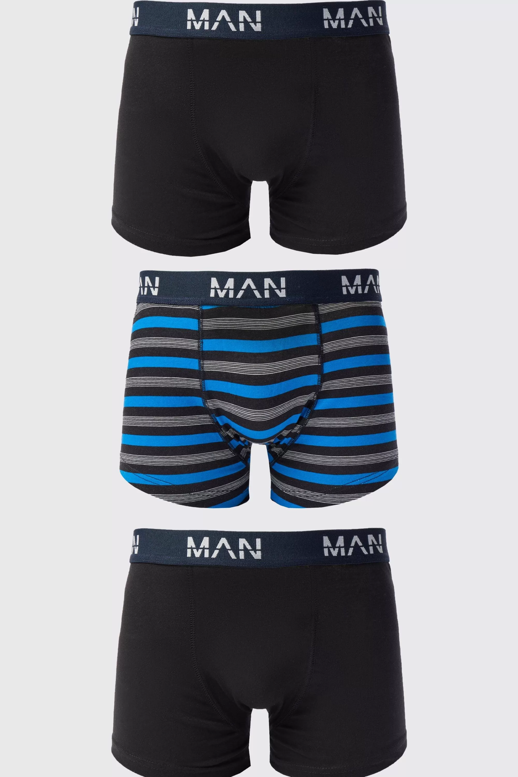 boohooMAN 3 Pack Stripe Boxers | UK