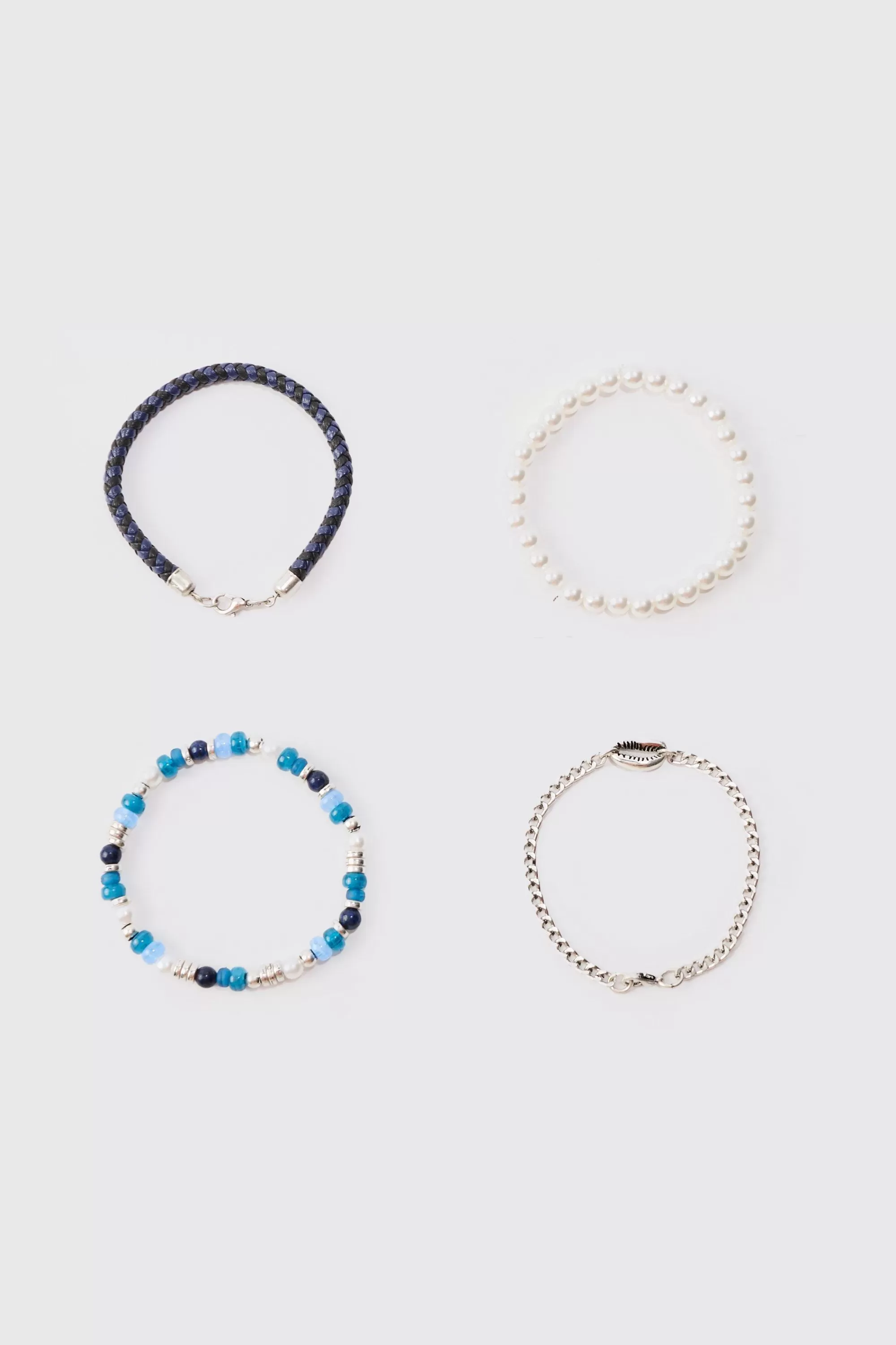 boohooMAN 4 Pack Beaded Shell Bracelets In | UK