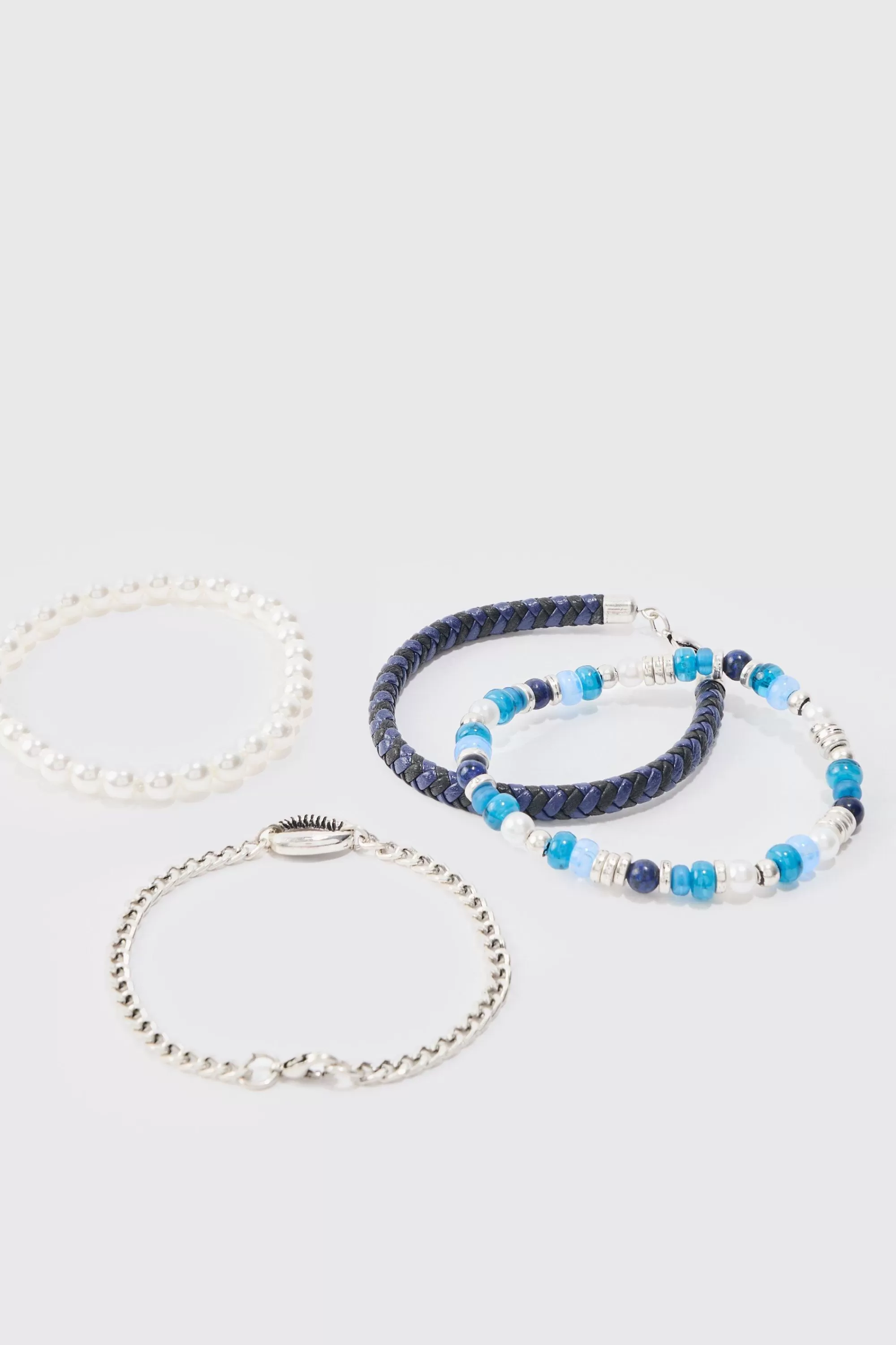 boohooMAN 4 Pack Beaded Shell Bracelets In | UK