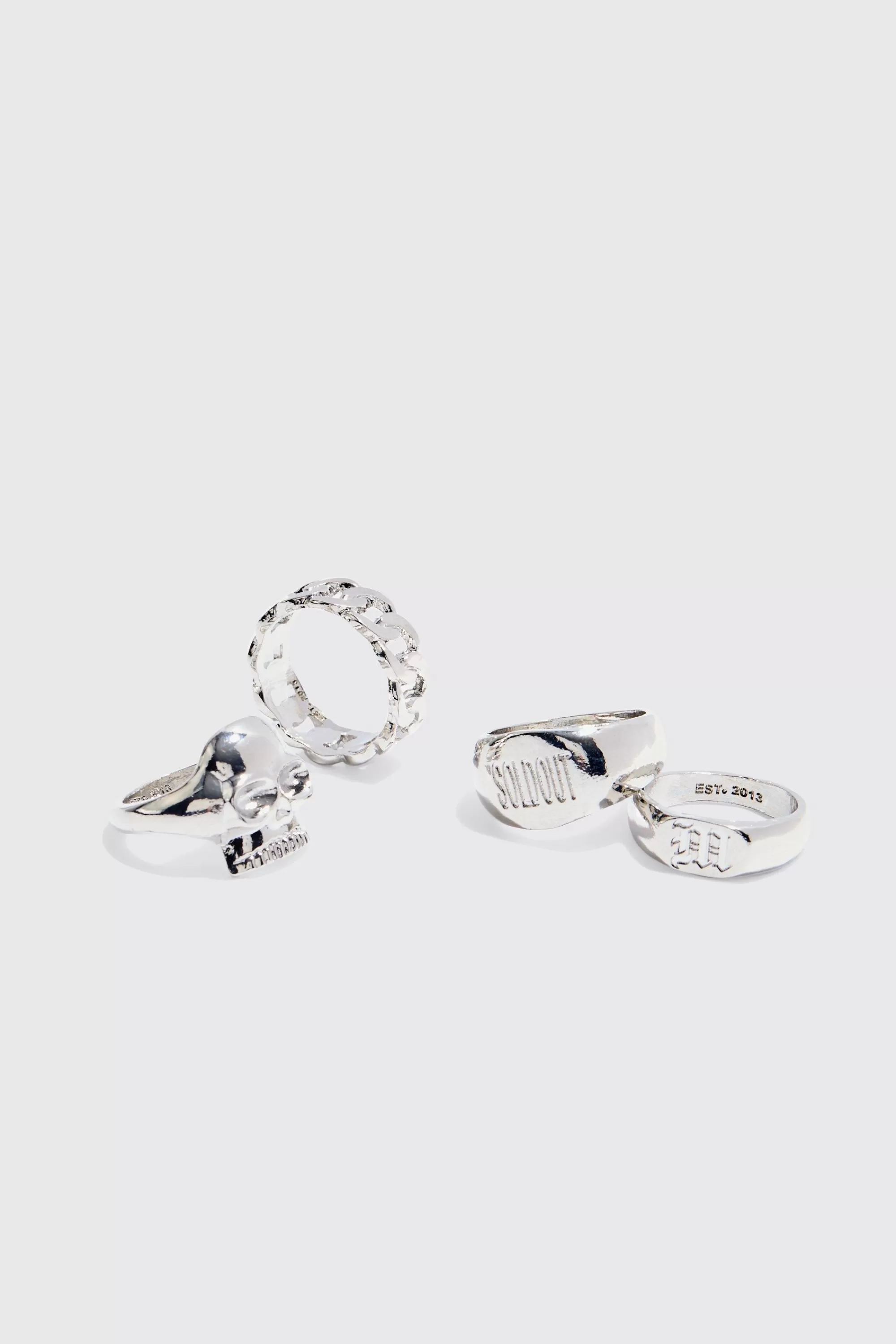 boohooMAN 4 Pack Rings In | UK