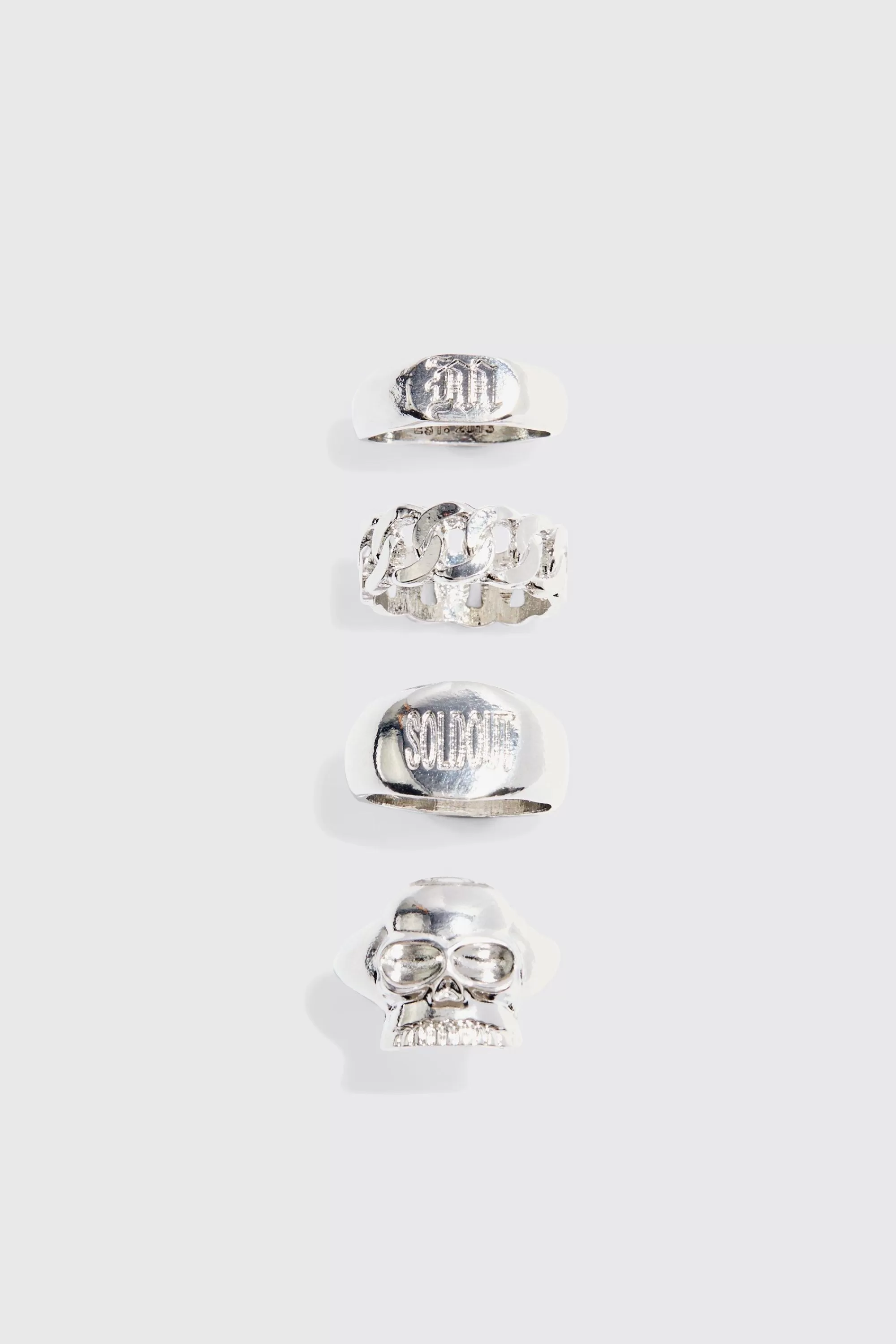 boohooMAN 4 Pack Rings In | UK