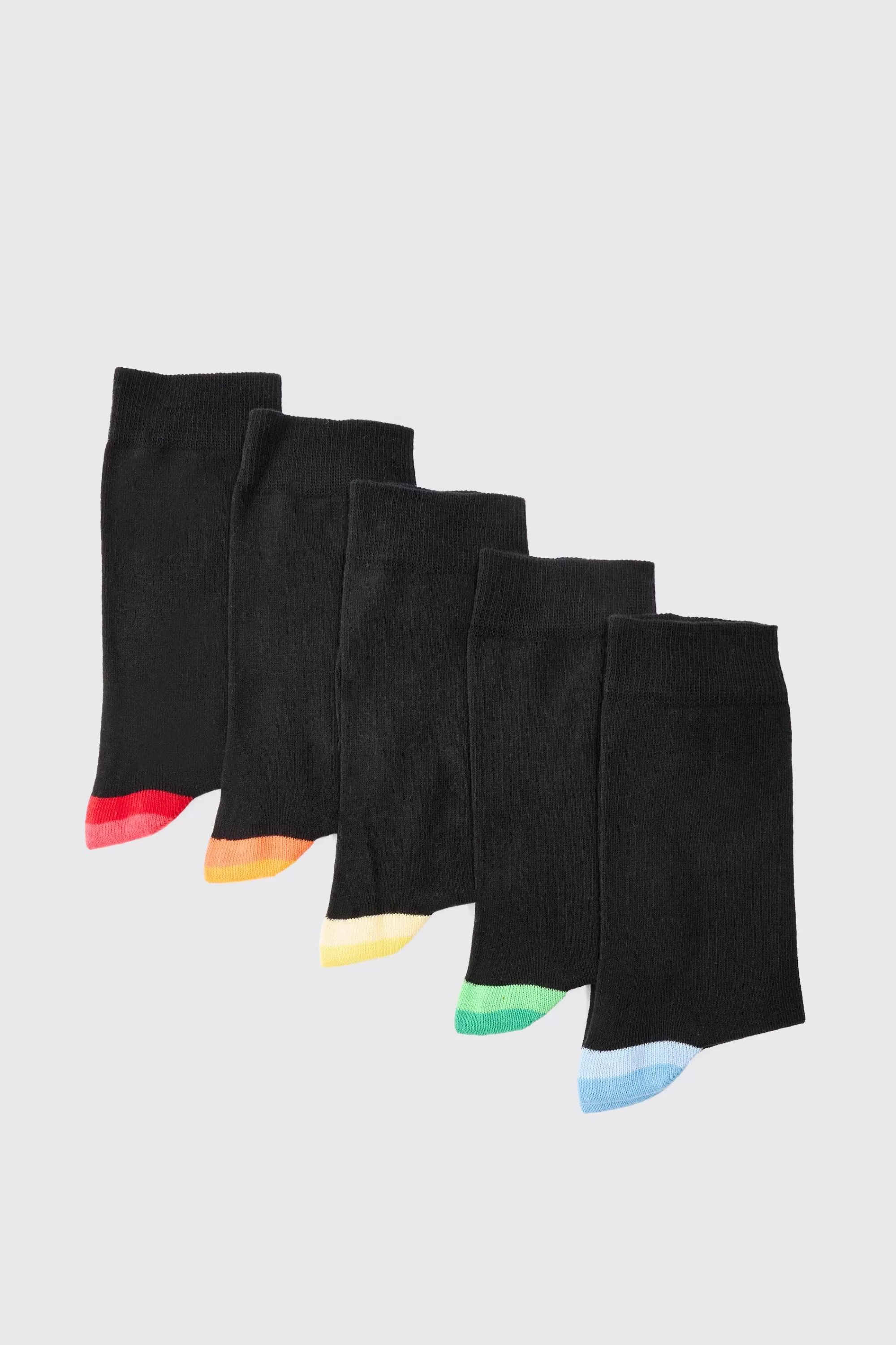 boohooMAN 5 Pack Contrast Socks | UK