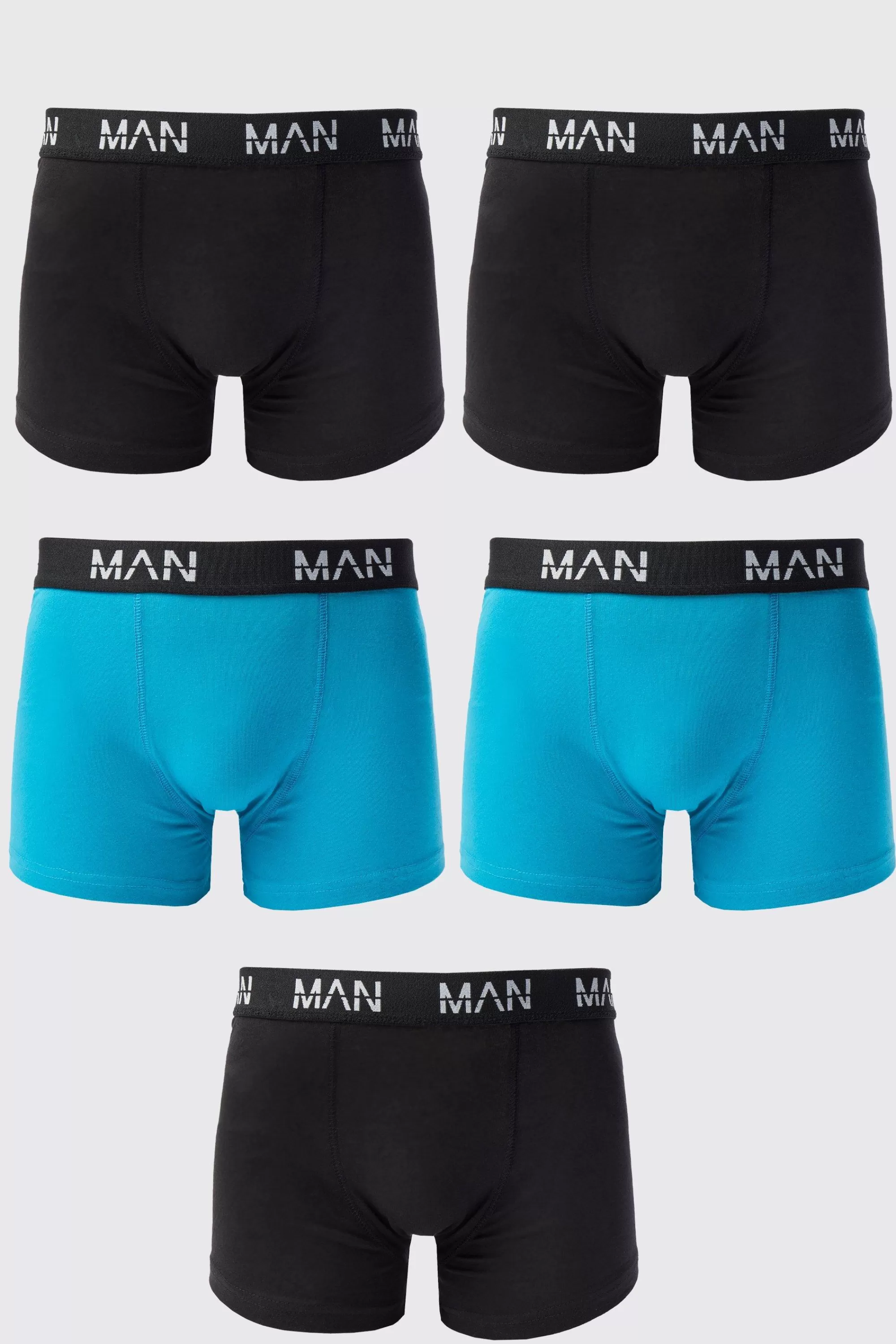 boohooMAN 5 Pack Man Dash Mixed Trunks | UK
