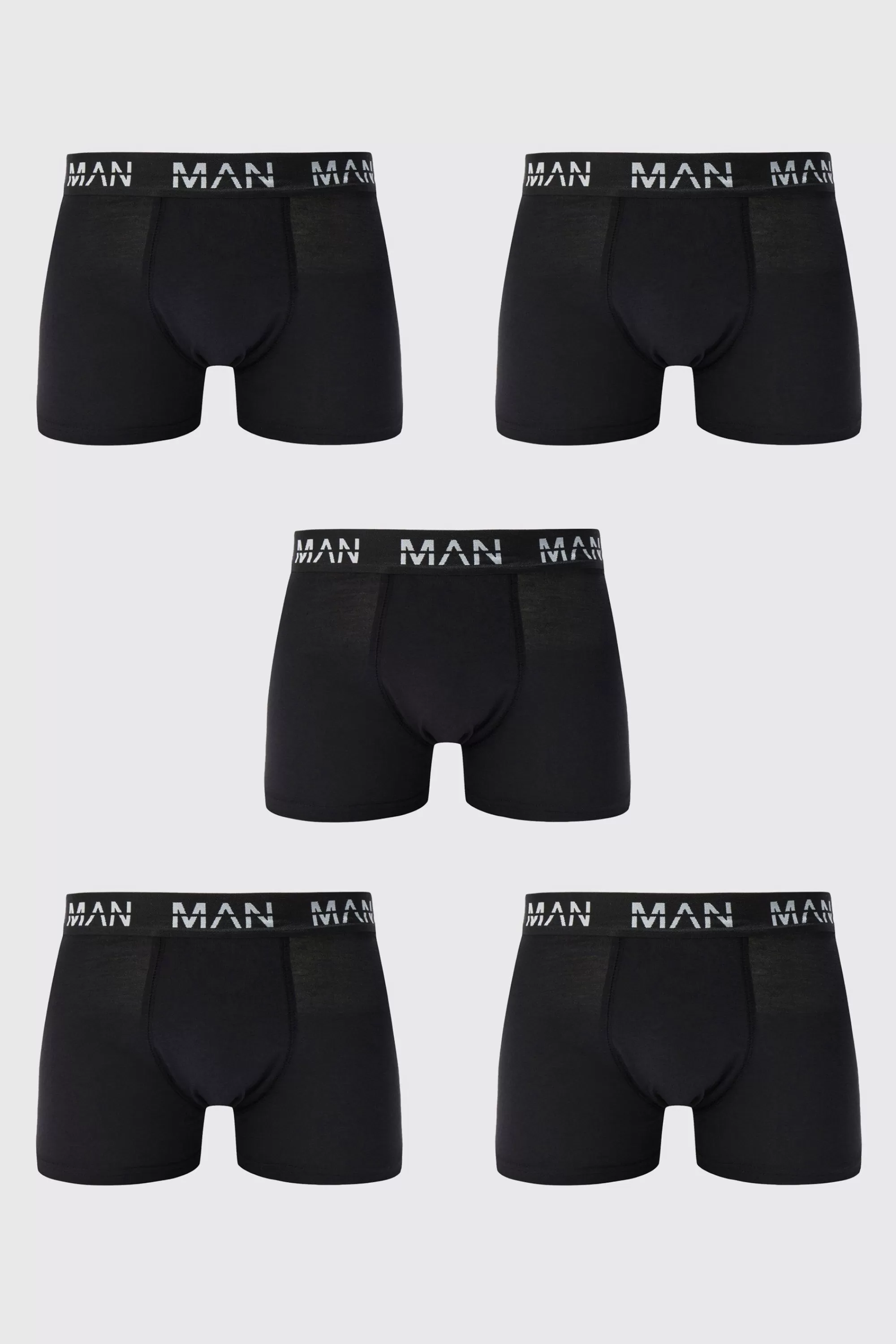 boohooMAN 5 Pack Man Dash Repeat Classic Trunks | UK