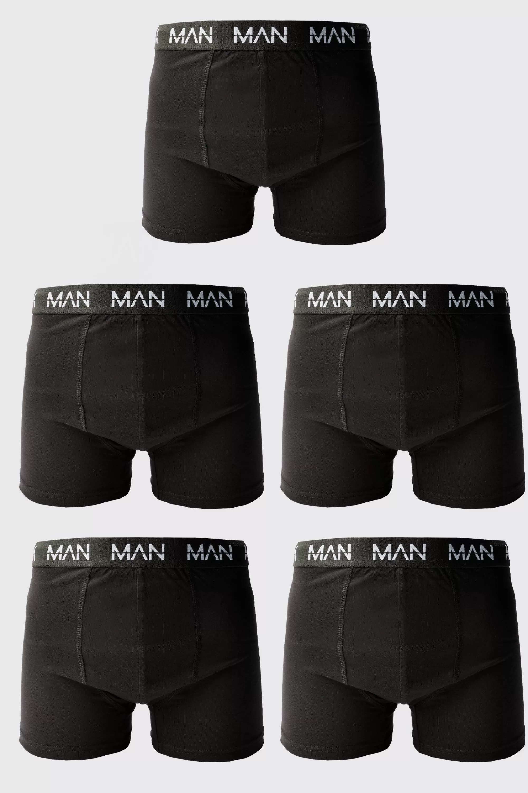 boohooMAN 5 Pack Man Dash Repeat Classic Trunks | UK