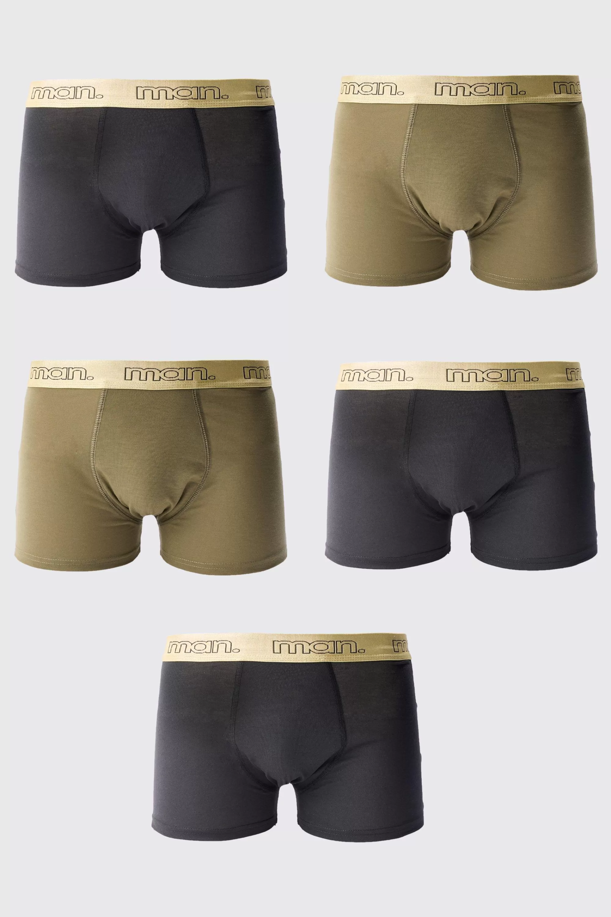boohooMAN 5 Pack Man Gold Waistband Boxers | UK