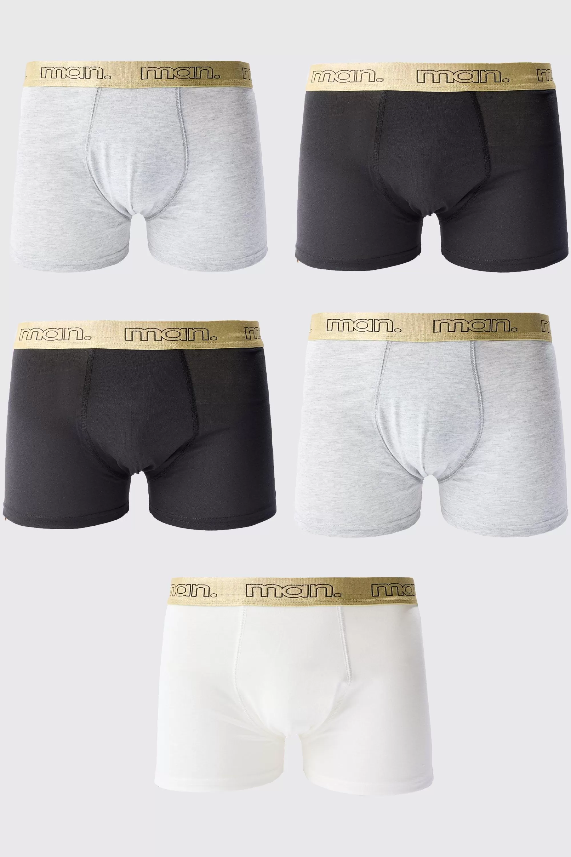 boohooMAN 5 Pack Man Gold Waistband Boxers | UK