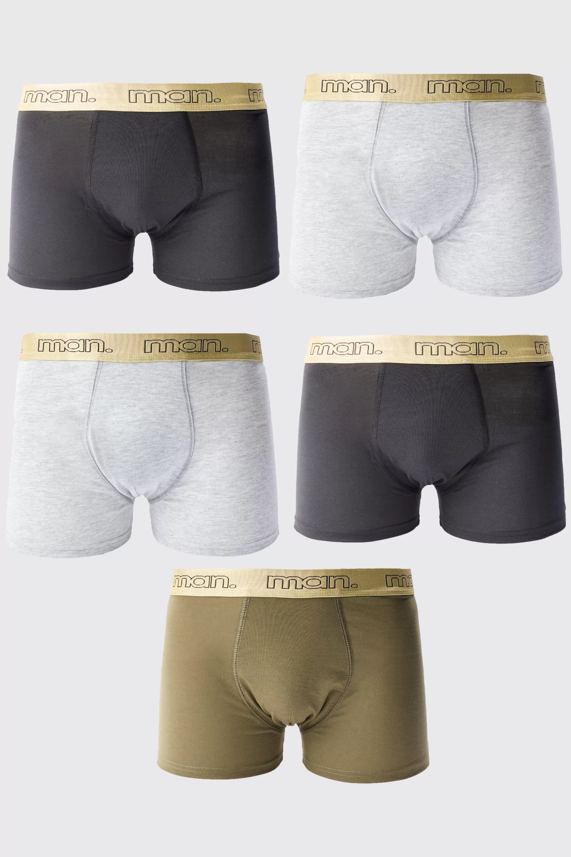 boohooMAN 5 Pack Man Gold Waistband Boxers | UK
