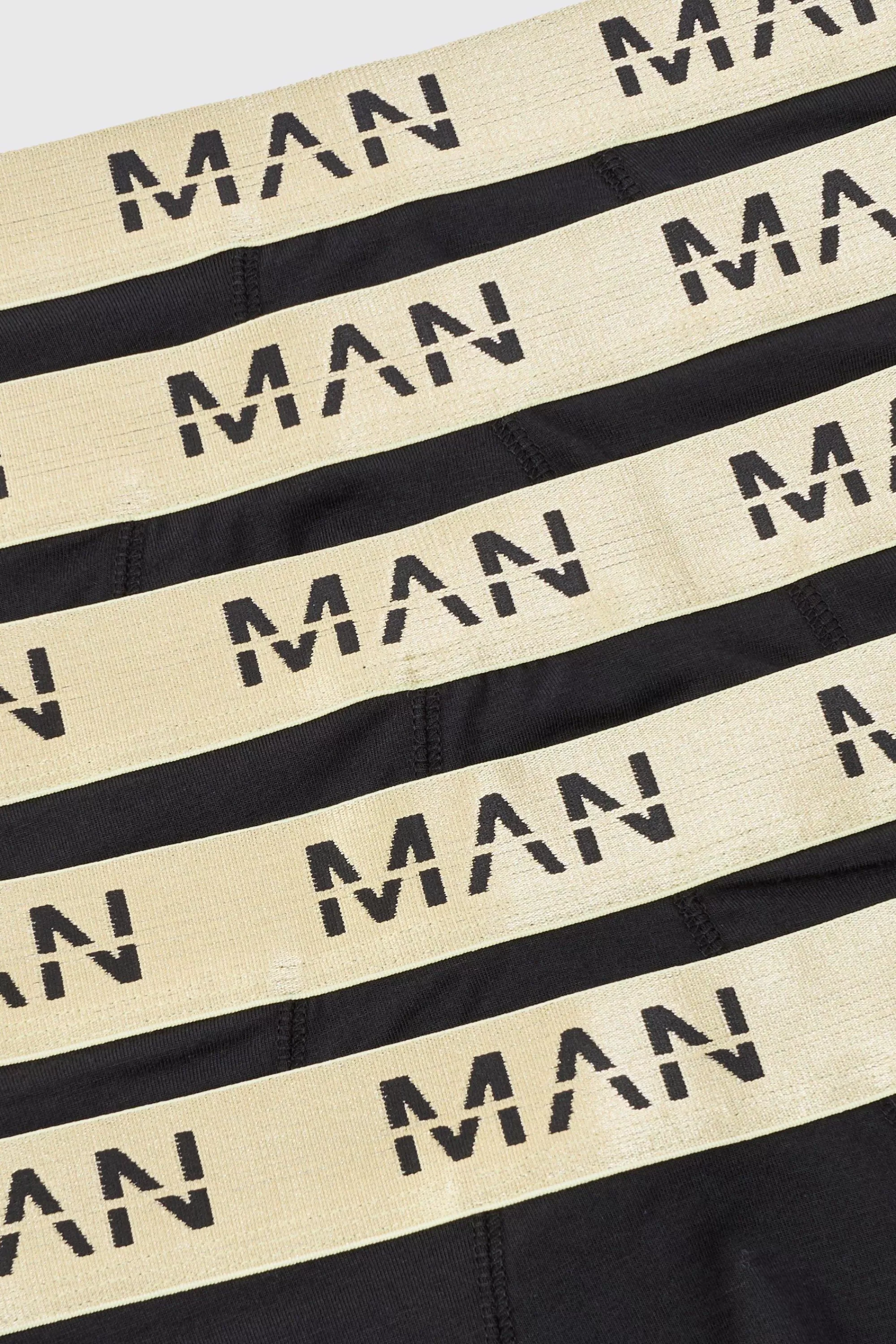 boohooMAN 5 Pack Man Roman Gold Waistband Boxers In | UK