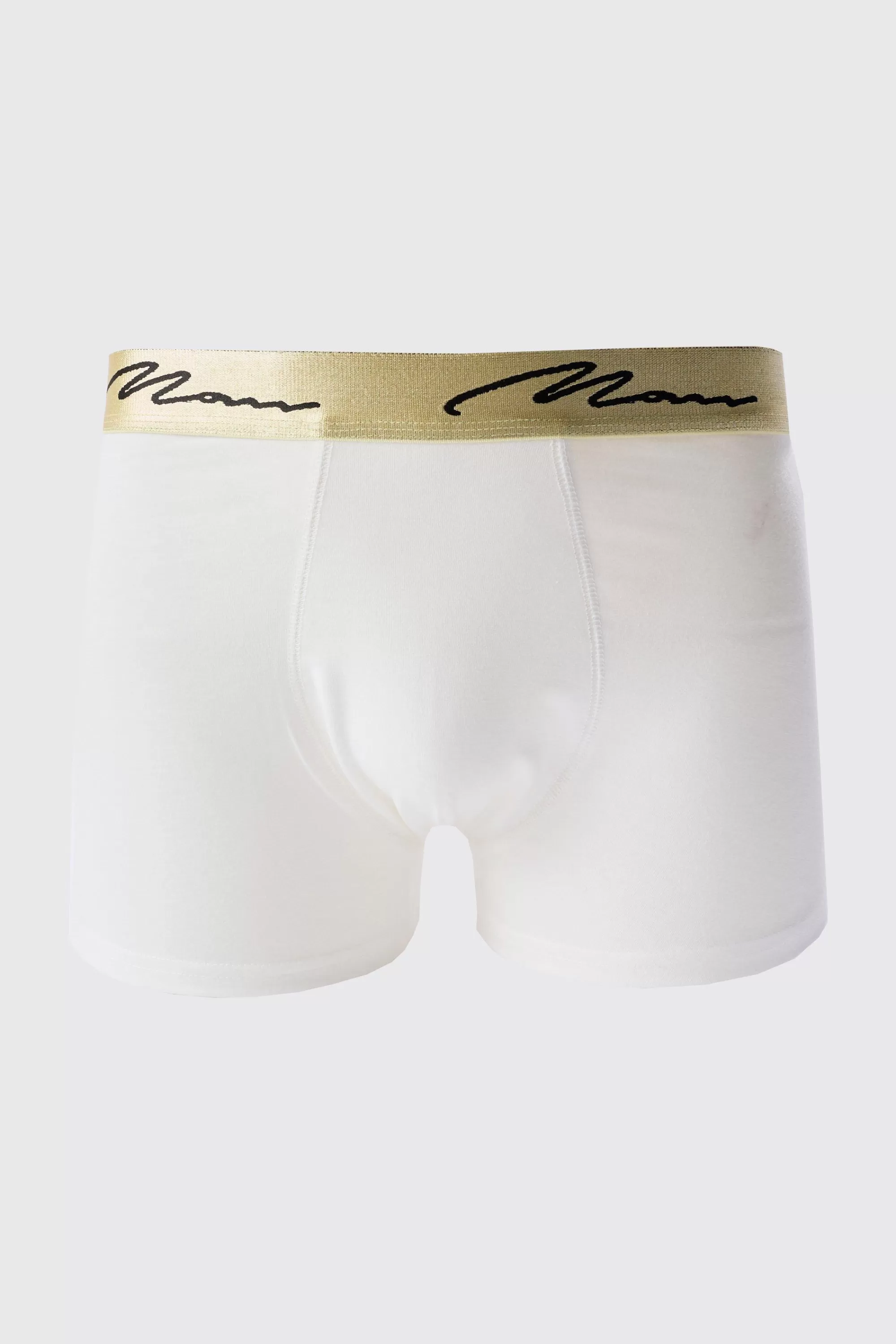 boohooMAN 5 Pack Man Signature Gold Waistband Boxers In | UK