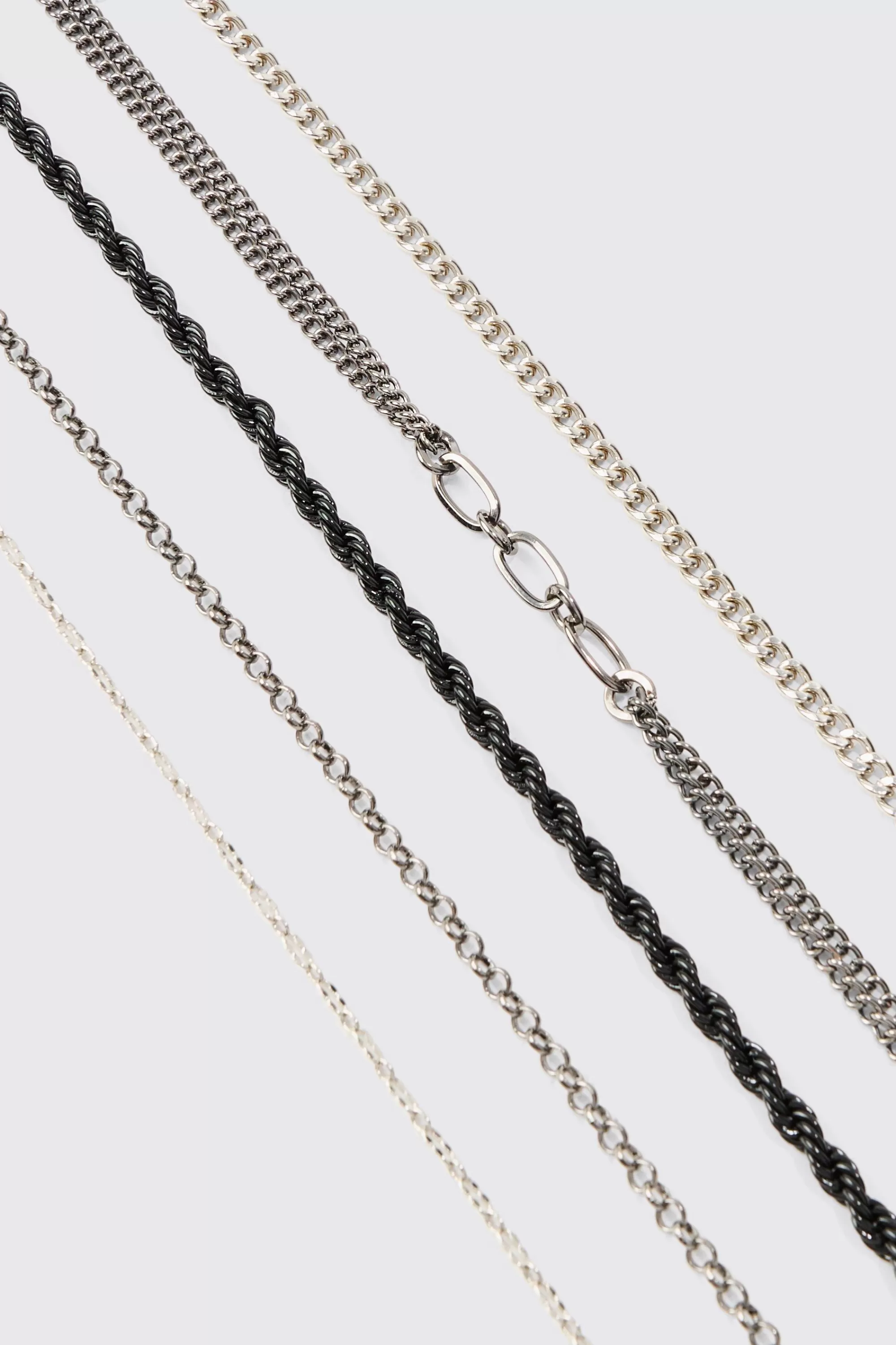 boohooMAN 5 Pack Mixed Chain Bracelets | UK