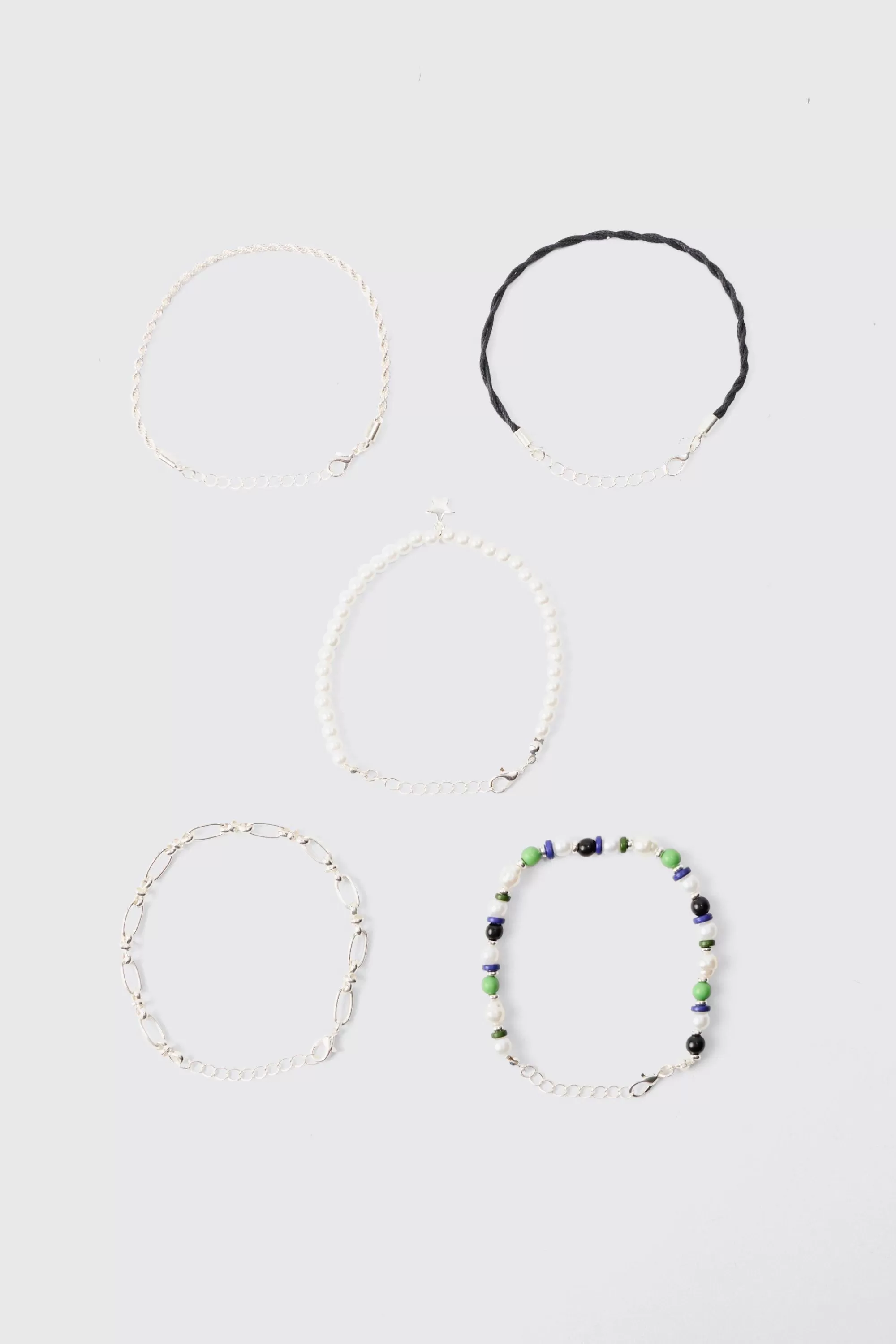 boohooMAN 5 Pack Star Mixed Bead Bracelets | UK