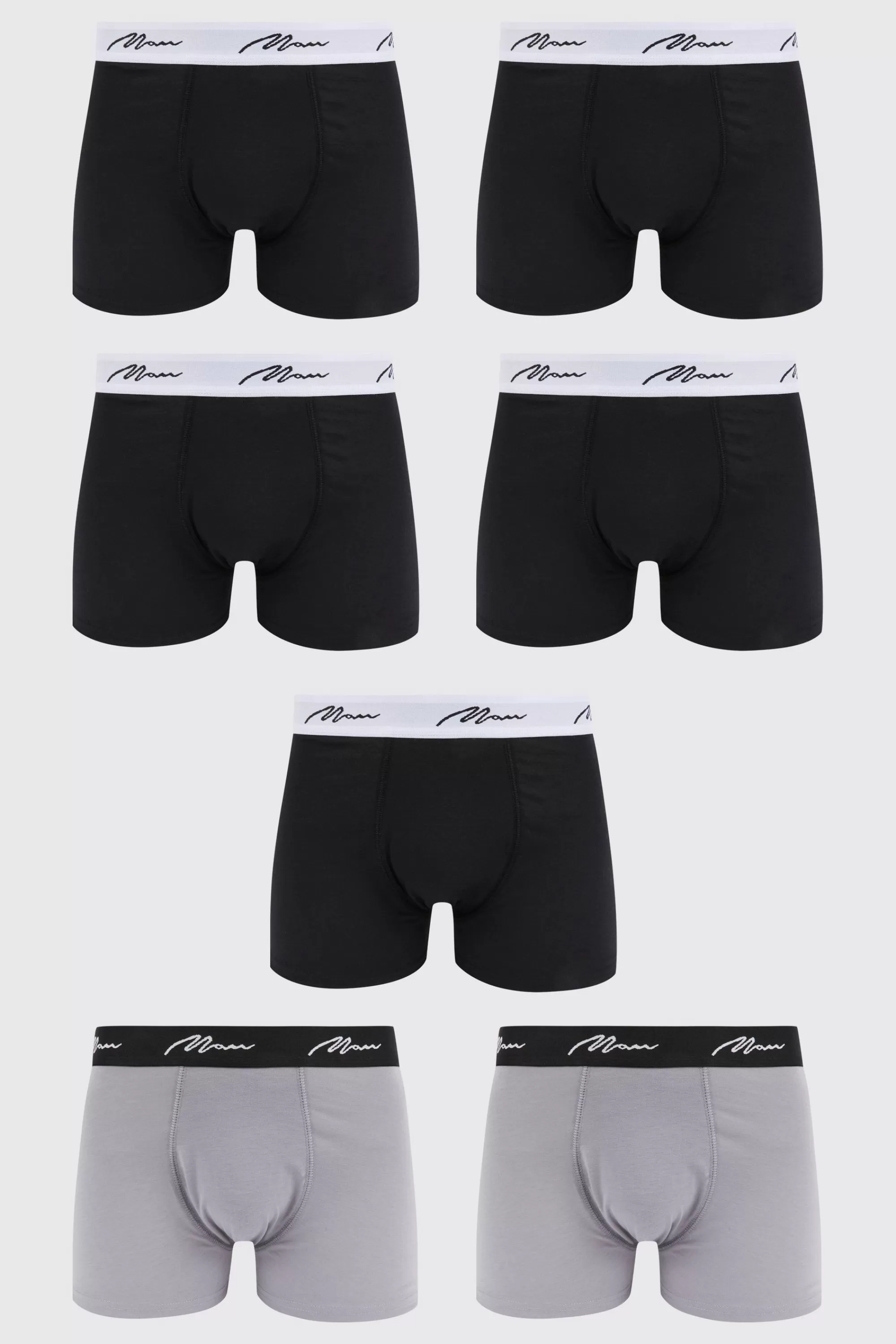 boohooMAN 7 Pack Man Signature Mixed Colour Trunks | UK