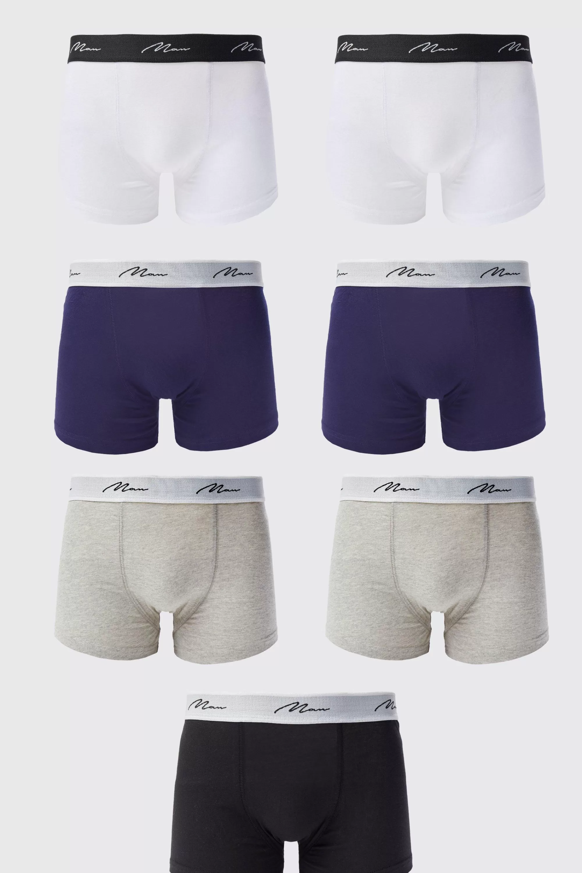 boohooMAN 7 Pack Man Signature Mixed Colour Trunks | UK
