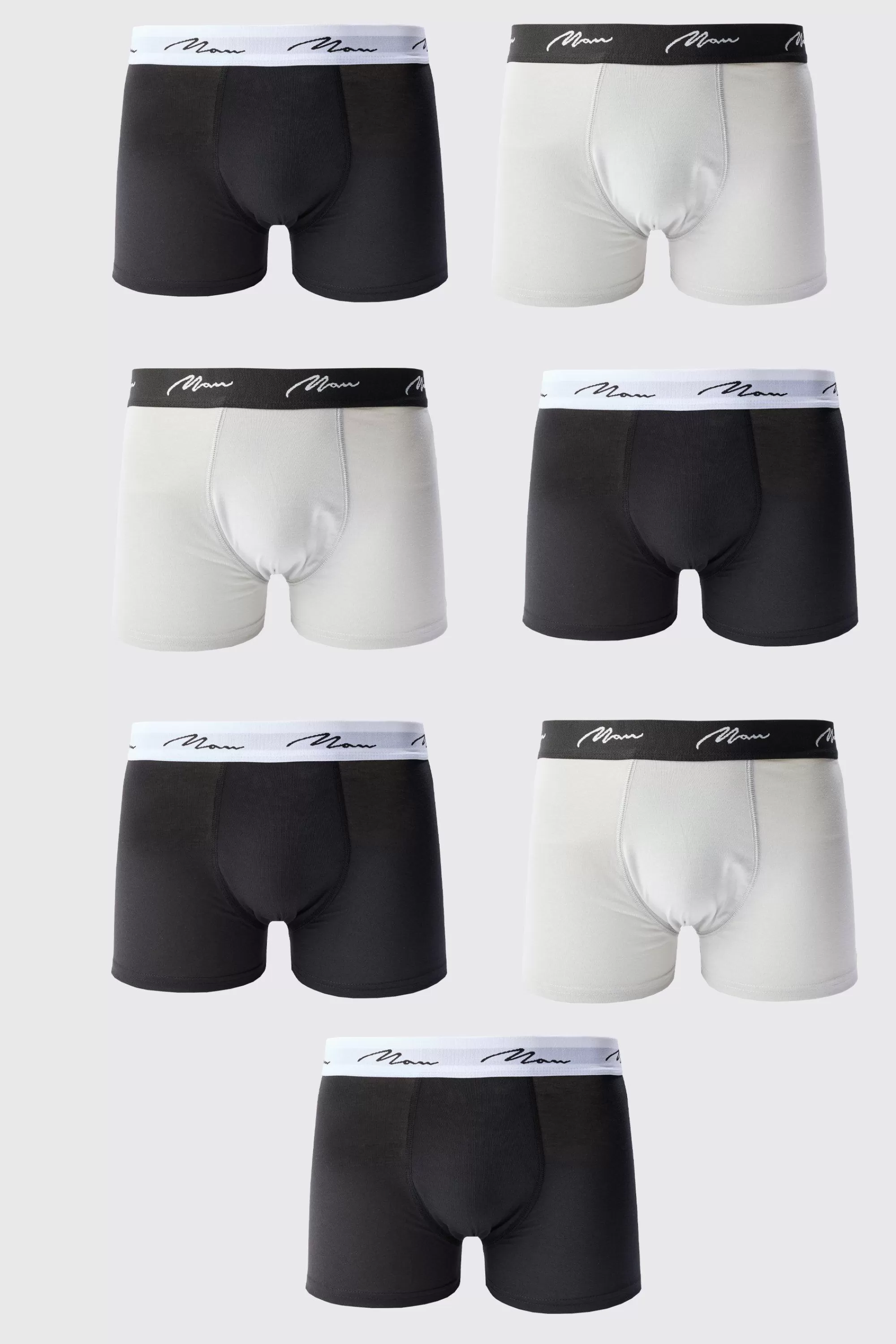 boohooMAN 7 Pack Man Signature Mixed Colour Trunks | UK