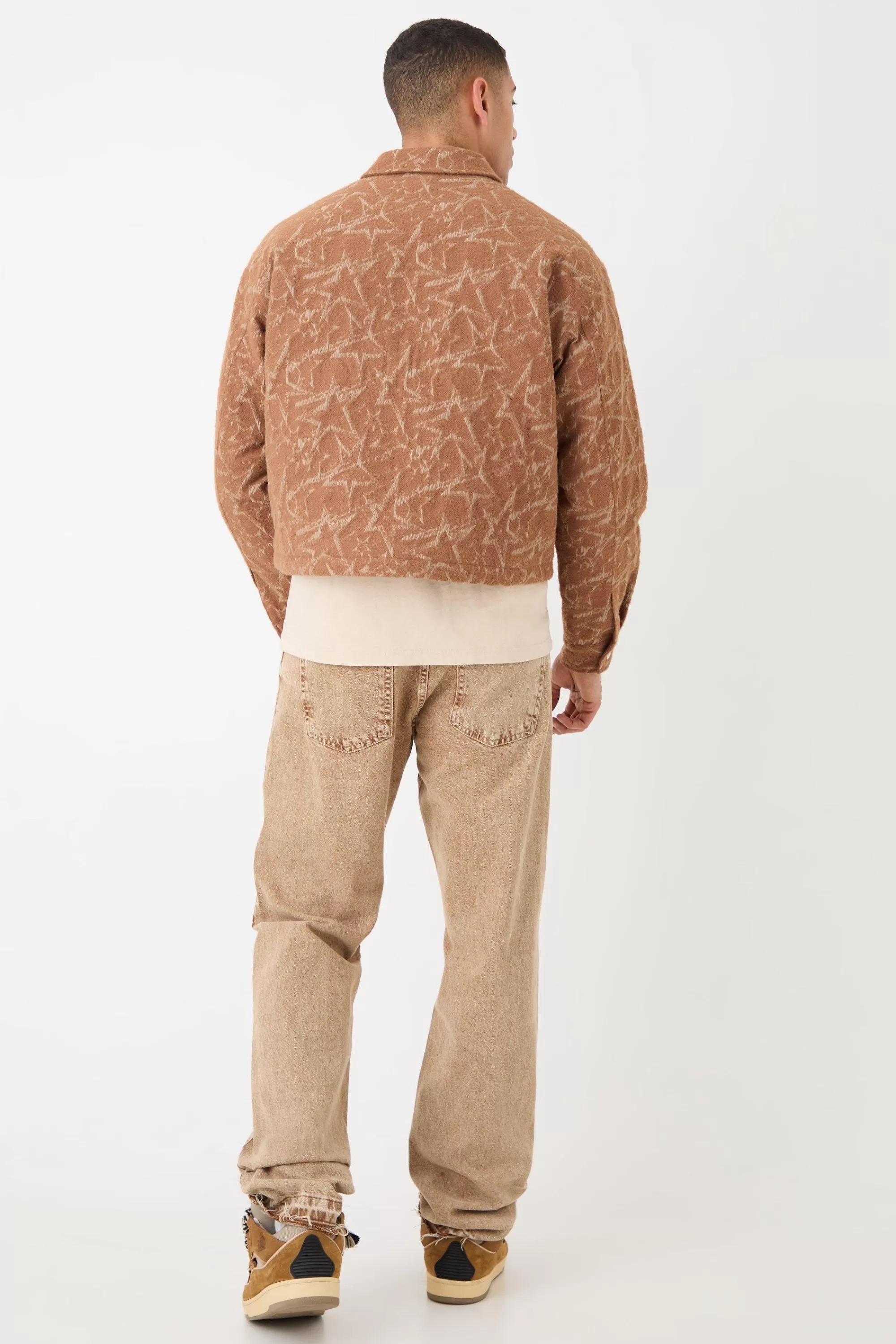 boohooMAN Abstract Patterned Boxy Jacket | UK