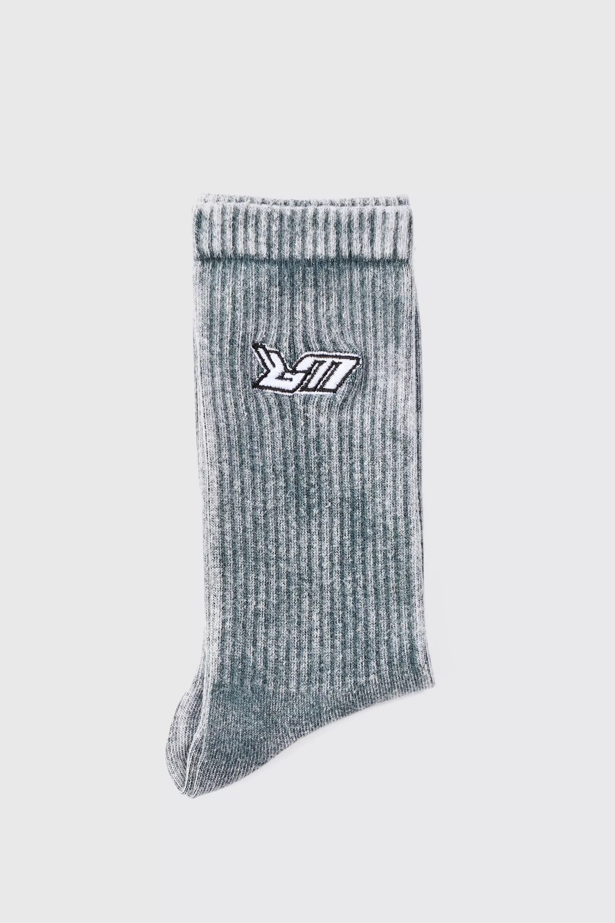 boohooMAN Acid Wash BM Embroidered Socks In | UK