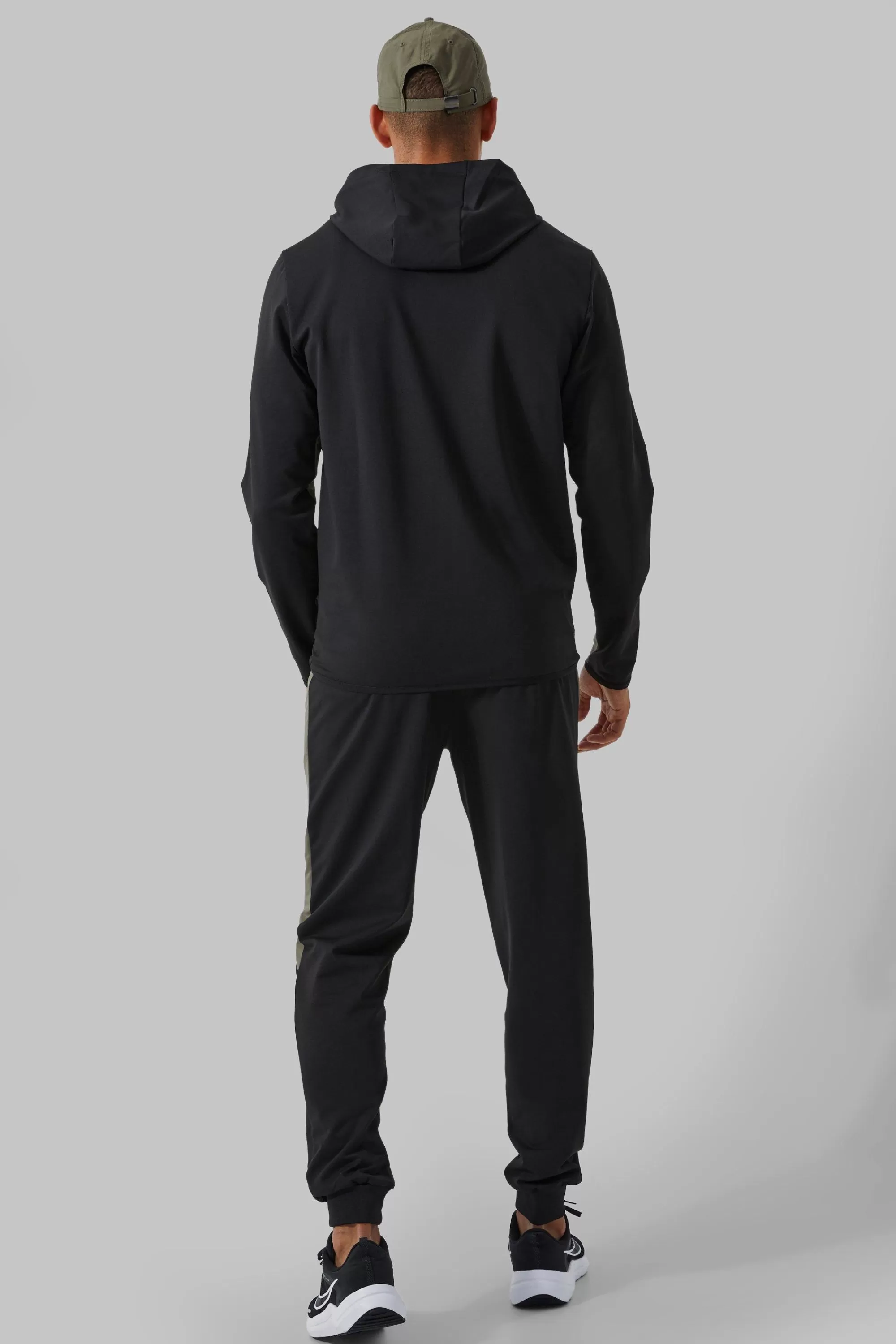 boohooMAN Active Colour Block Funnel Hooded Tracksuit | UK
