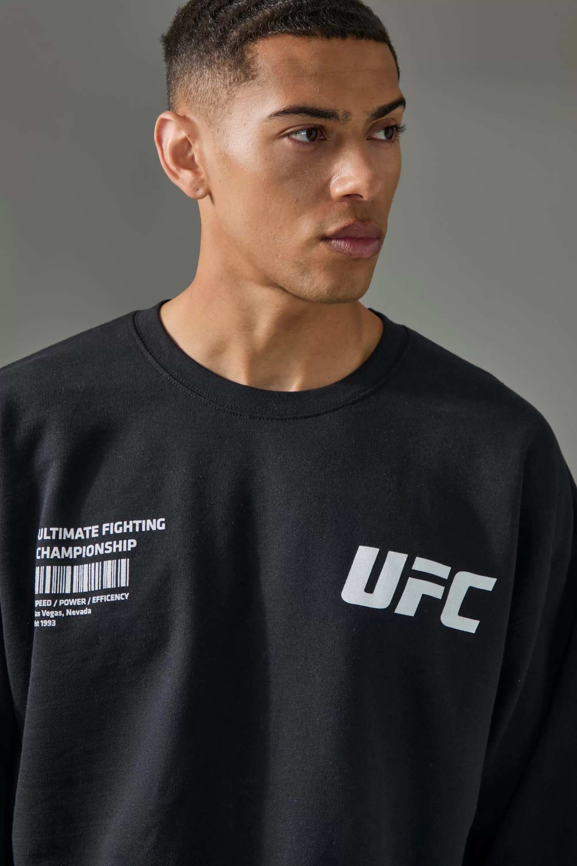 boohooMAN Active Oversized UFC Undeniable Force License Sweatshirt | UK