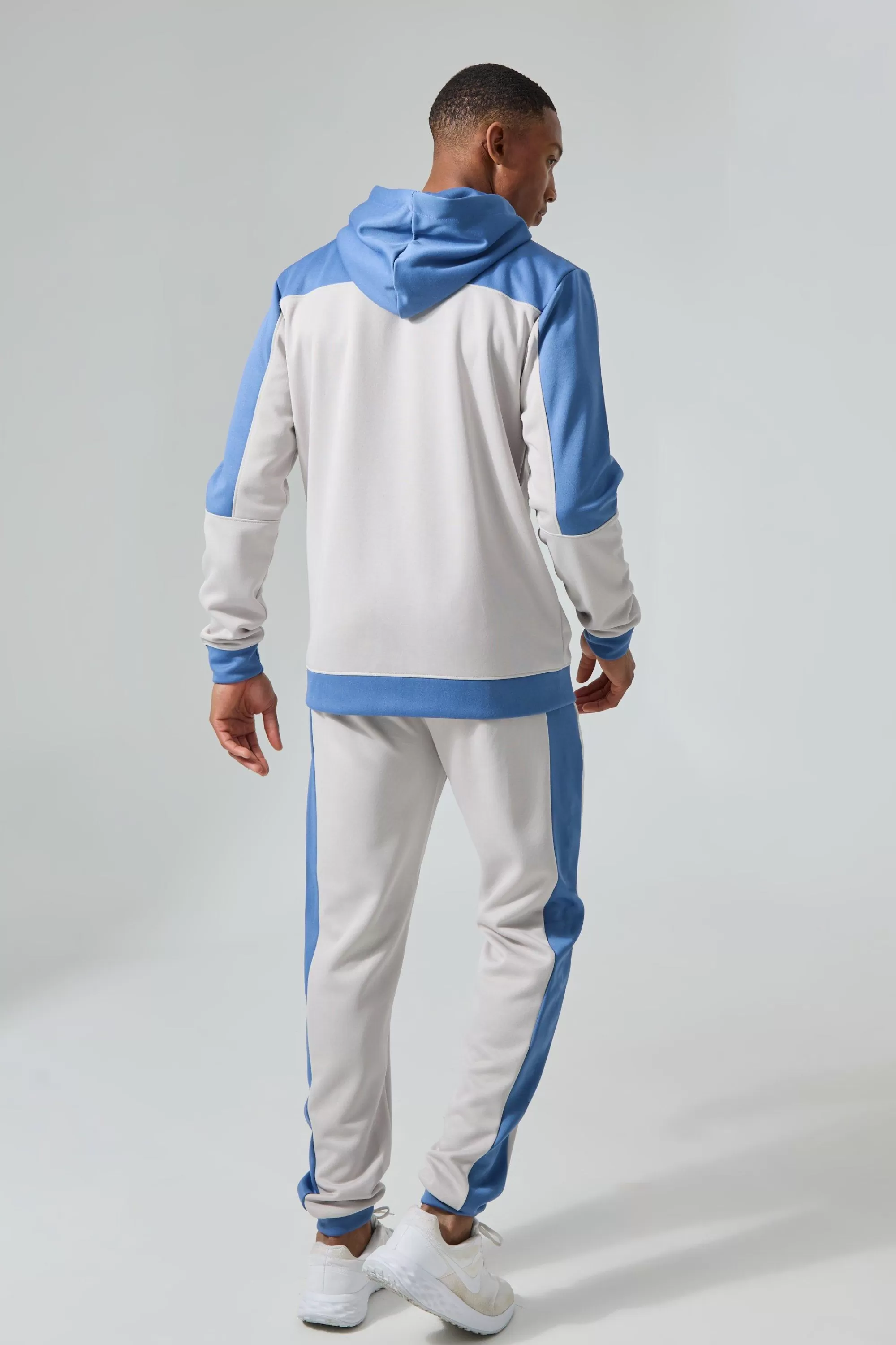 boohooMAN Active Scuba Mesh Panel Zip Through Tracksuit | UK