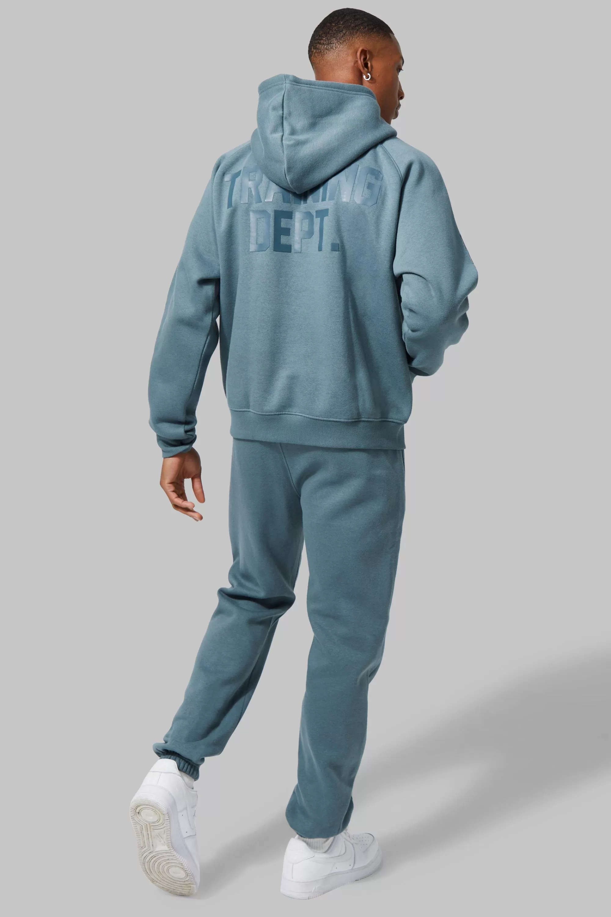 boohooMAN Active Training Dept Boxy Hooded Tracksuit | UK