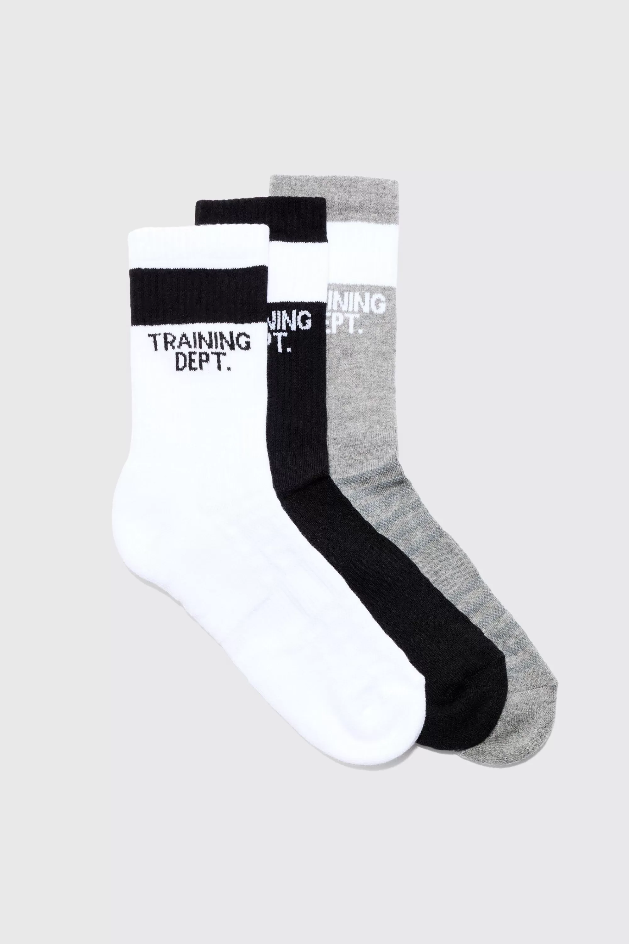 boohooMAN Active Training Dept Cushioned Crew 3 Pack Socks | UK