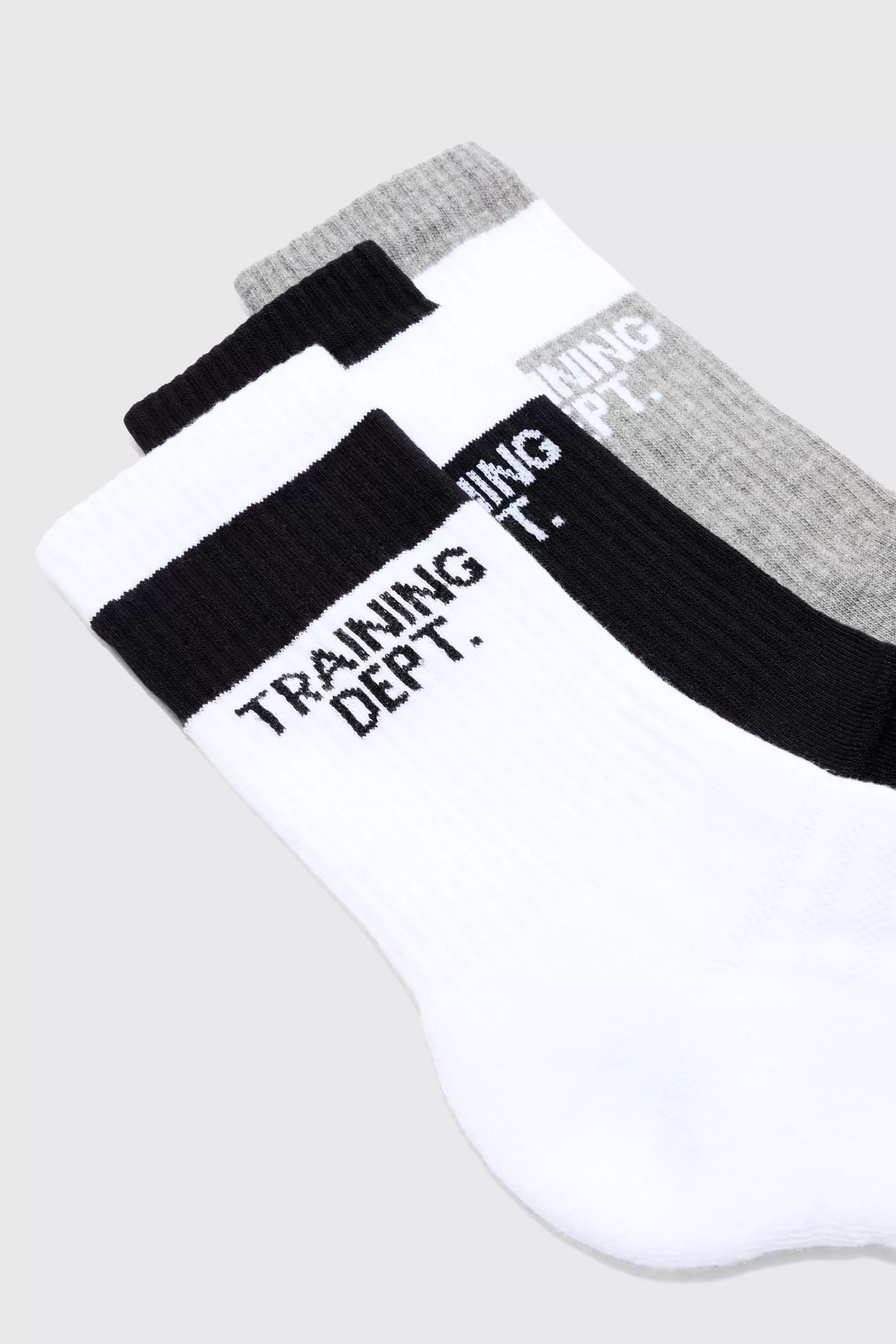 boohooMAN Active Training Dept Cushioned Crew 3 Pack Socks | UK