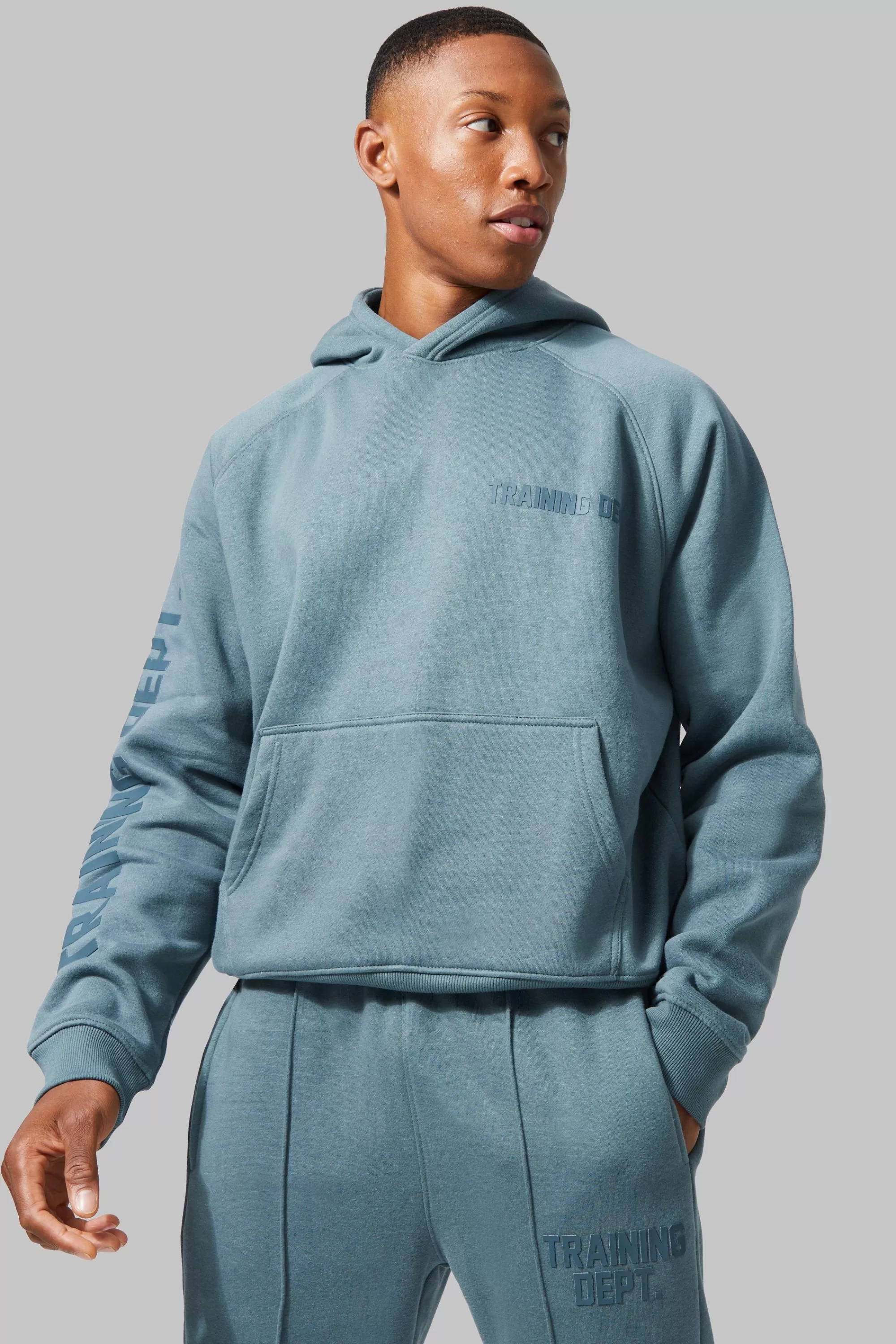 boohooMAN Active Training Dept Oversized Boxy Hoodie | UK