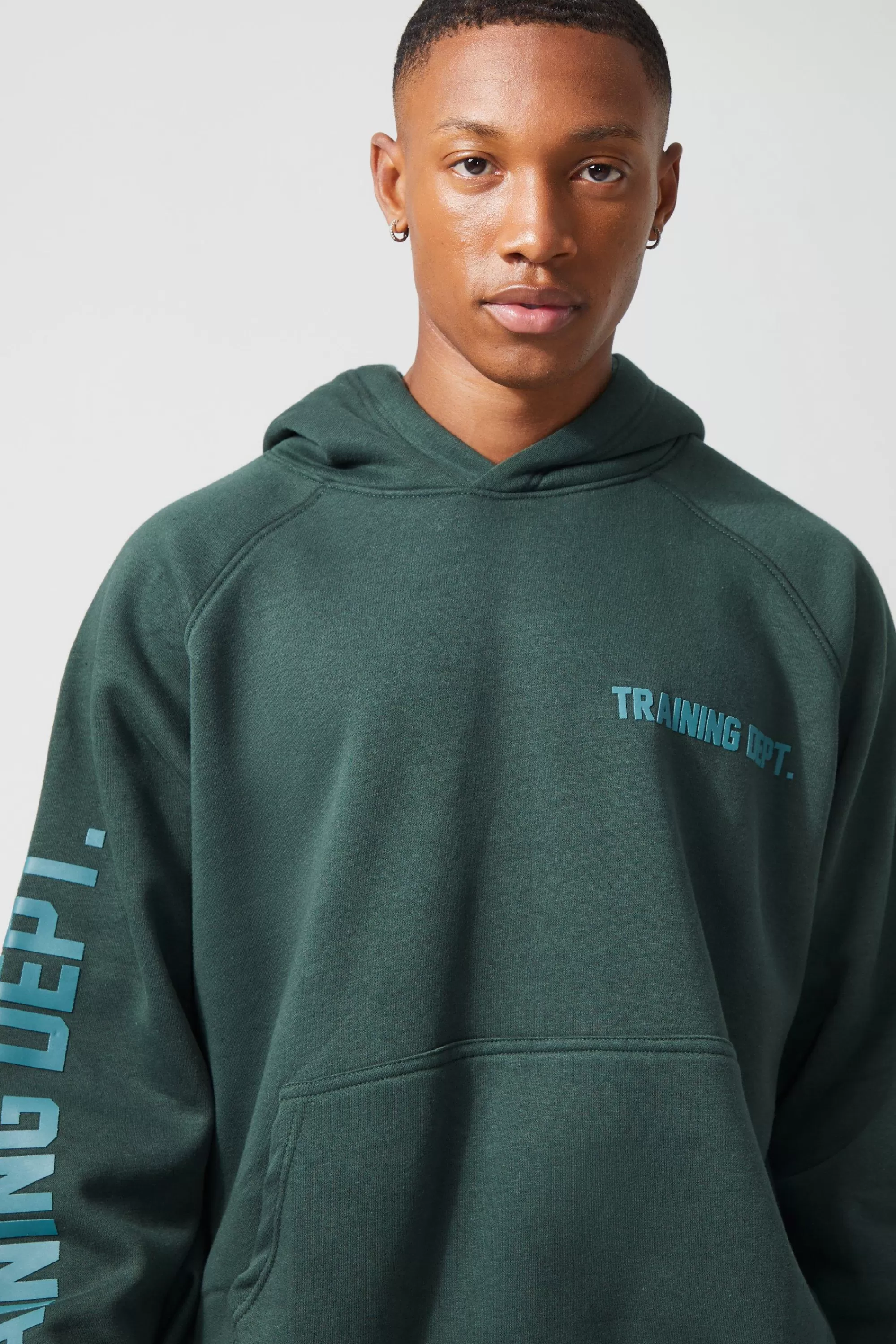 boohooMAN Active Training Dept Oversized Boxy Hoodie | UK