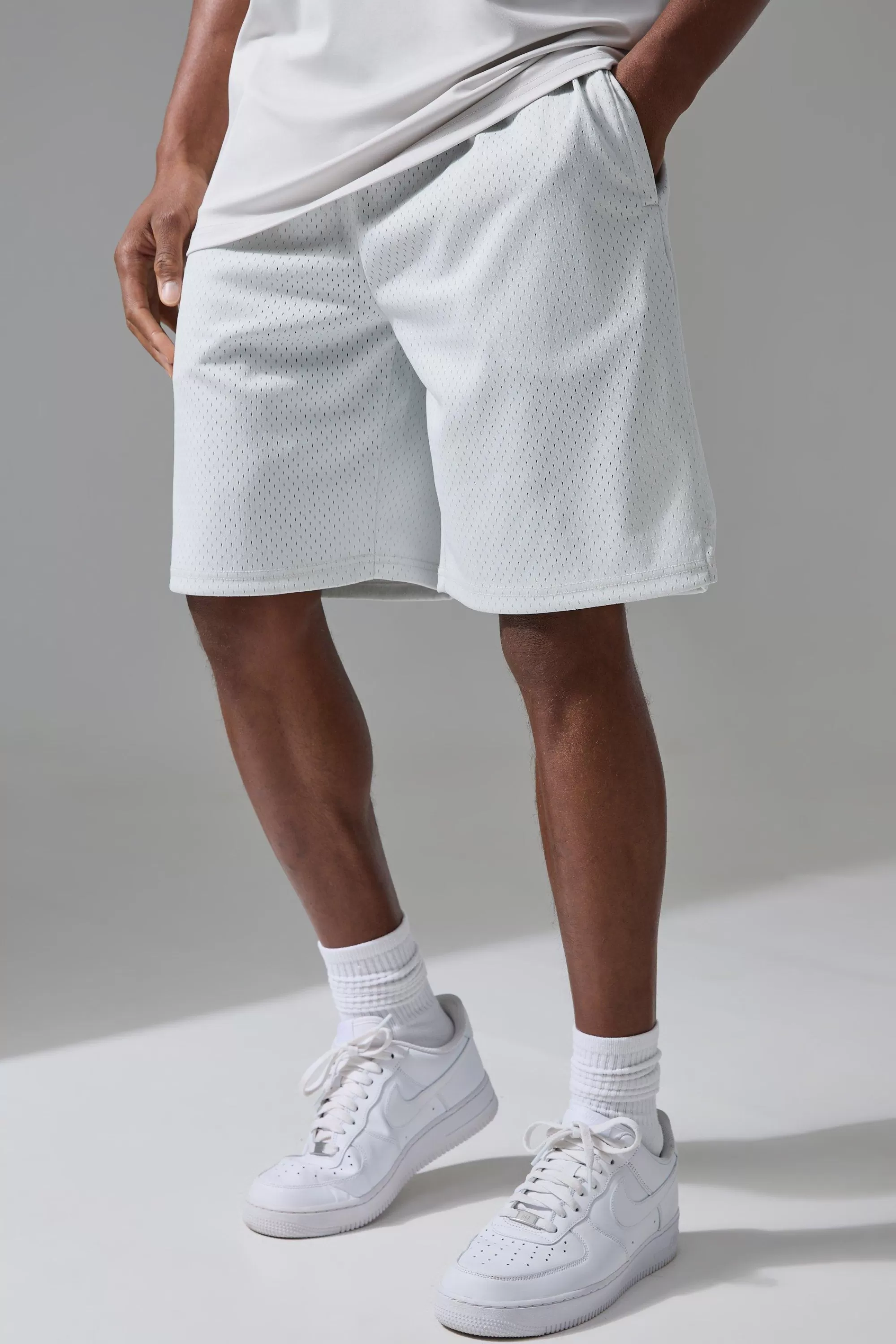 boohooMAN Active Training Dept Oversized Mesh 9inch Basketball Short | UK