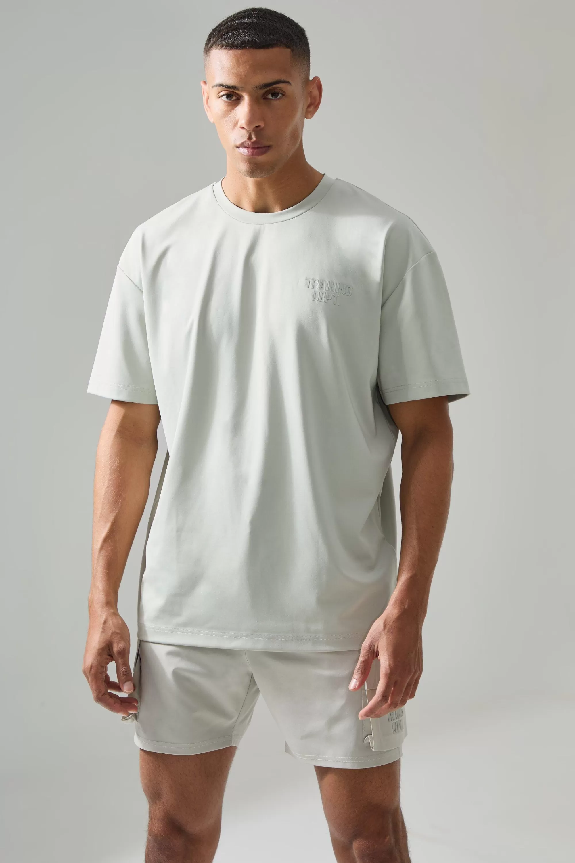 boohooMAN Active Training Dept Oversized T-shirt And Cargo Short Set | UK