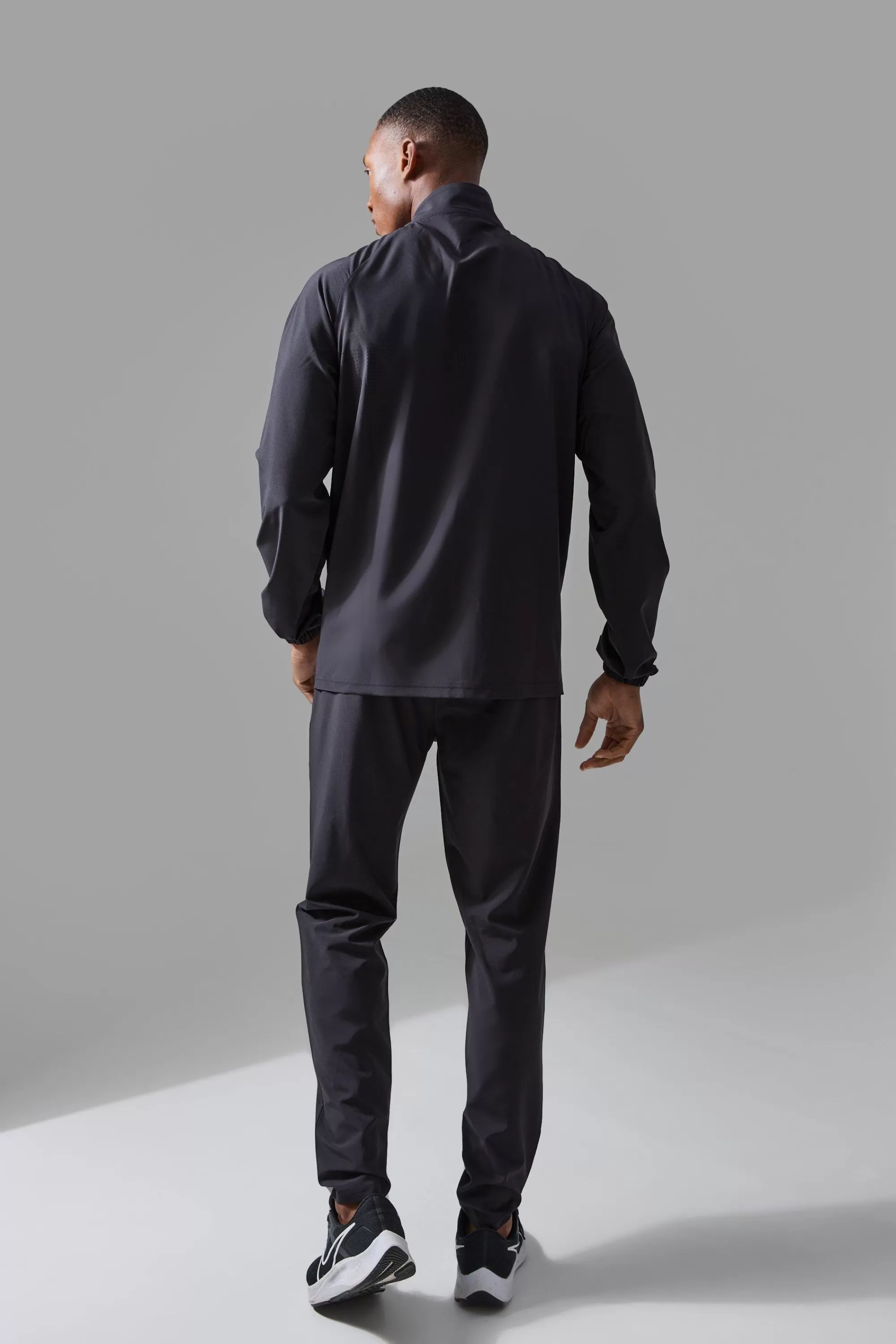 boohooMAN Active Training Dept Panelled Regular Fit Funnel Neck Jacket | UK