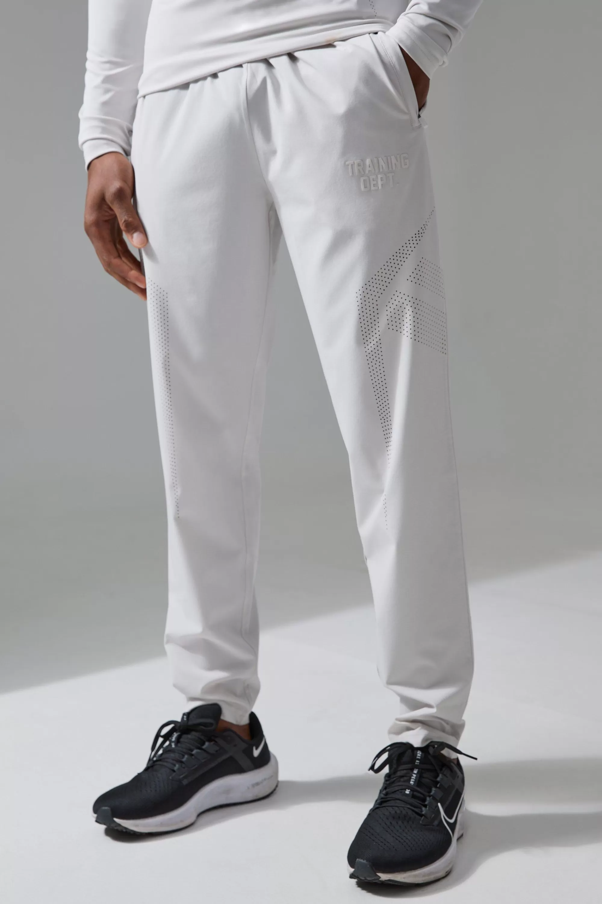 boohooMAN Active Training Dept Slim Woven Perforated Jogger | UK